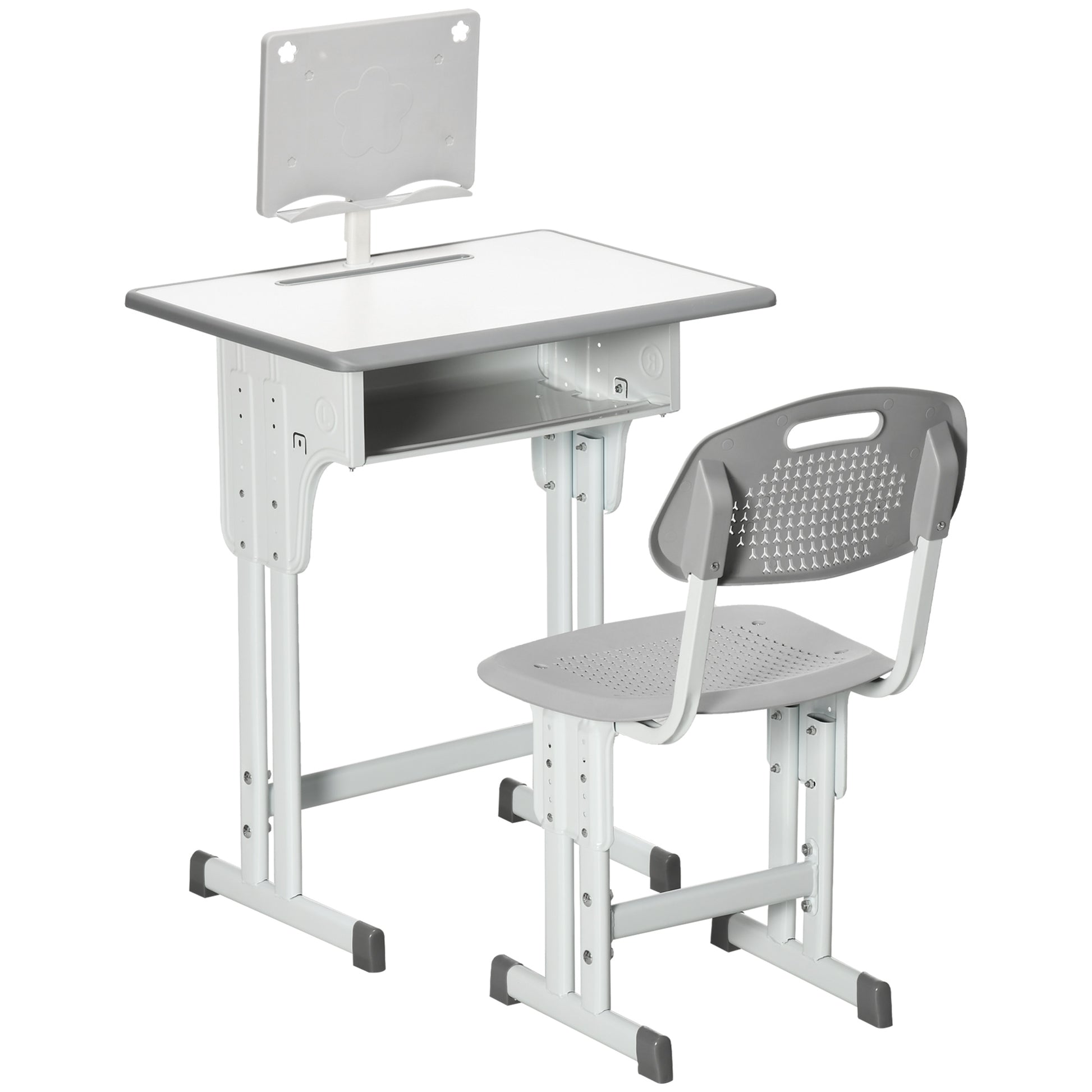 Kids Adjustable Desk and Chair Set, Book Stand, Pen Slot