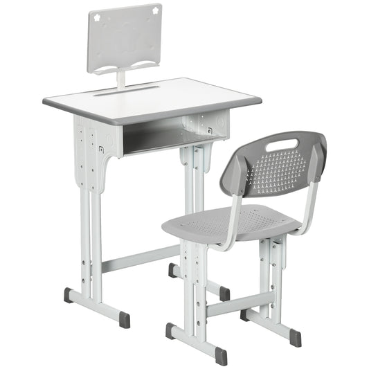 Kids Adjustable Desk and Chair Set, Book Stand, Pen Slot