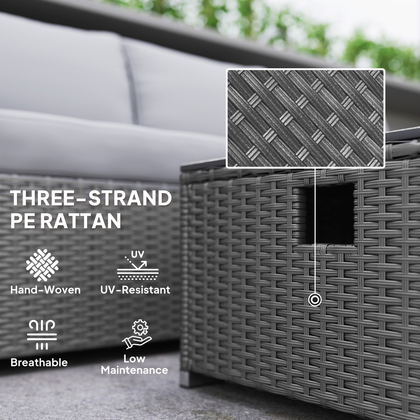 Five Piece Rattan Garden Furniture Set with Gas Fire Pit Table