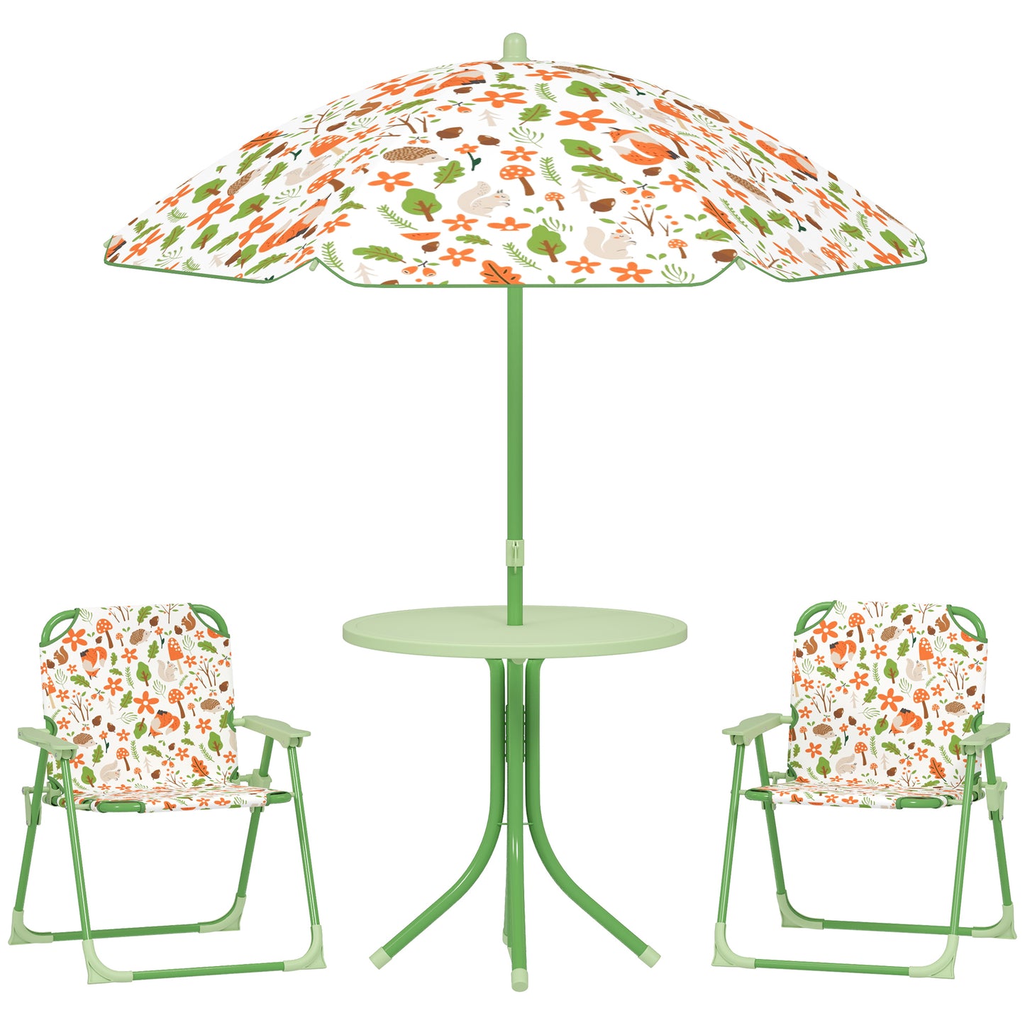 4-Piece Kids Garden Table and Chair Set with Adjustable Parasol