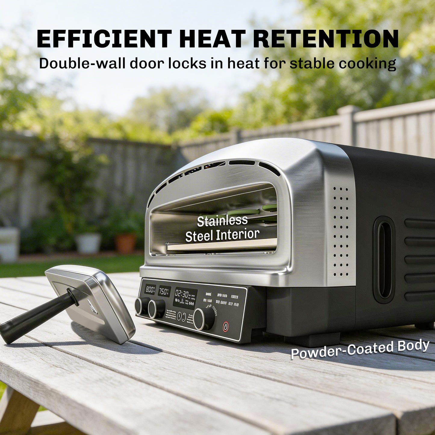 Outdoor Pizza Oven Dual Heat Control 6 Presets Electric Pizza Maker