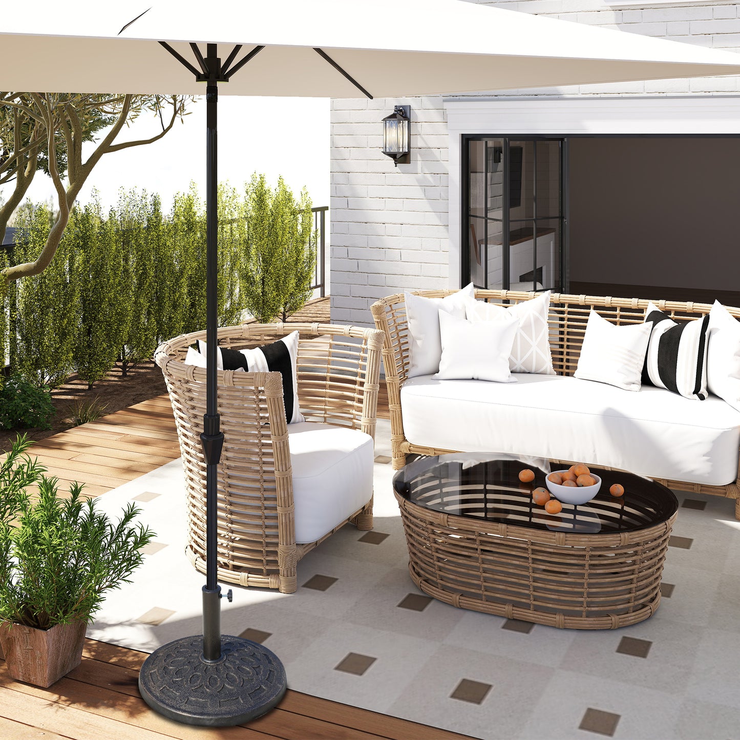 14kg Round Garden Parasol Base Holder Decorative Resin Market