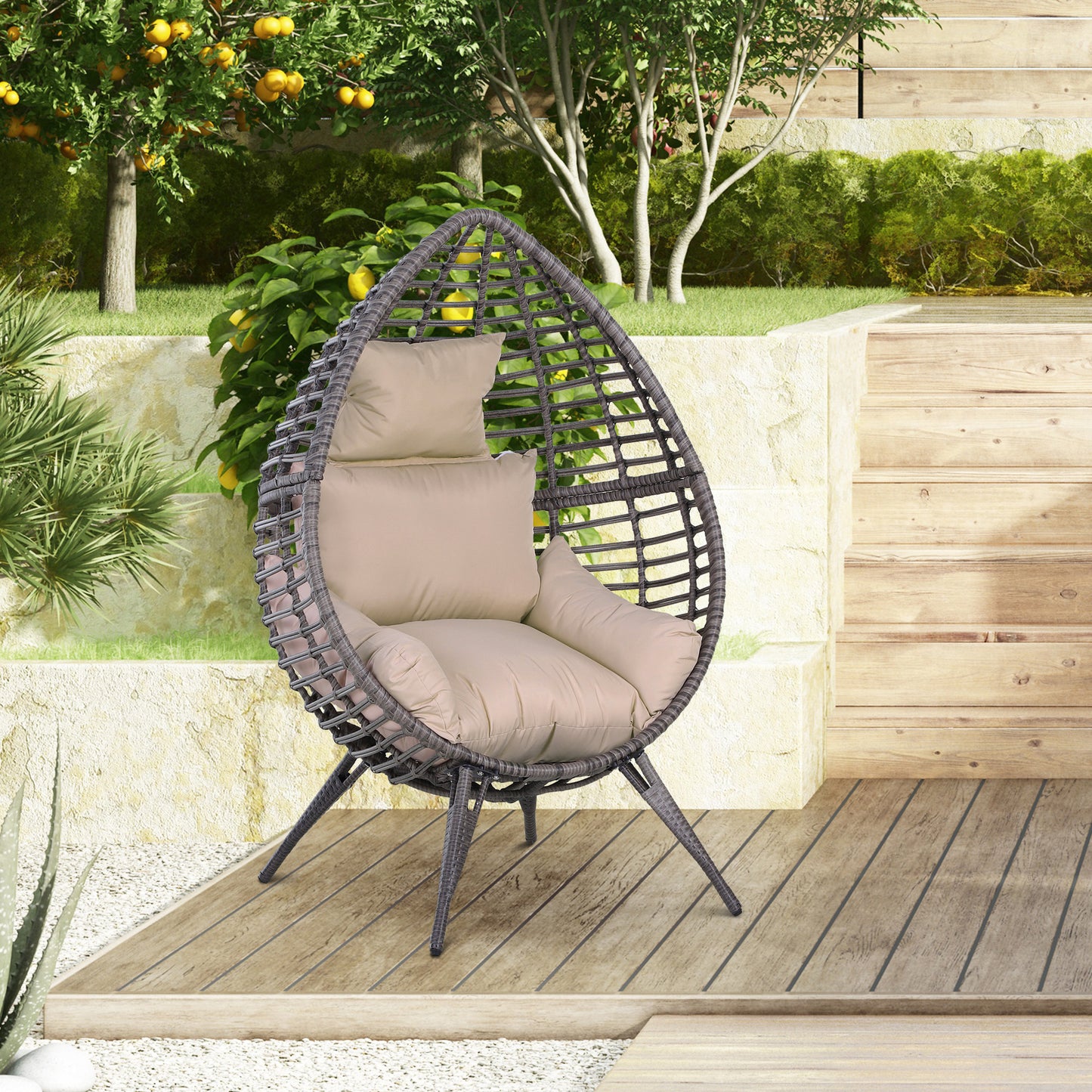 Garden Egg Chair, Teardrop Outdoor PE Rattan Chair