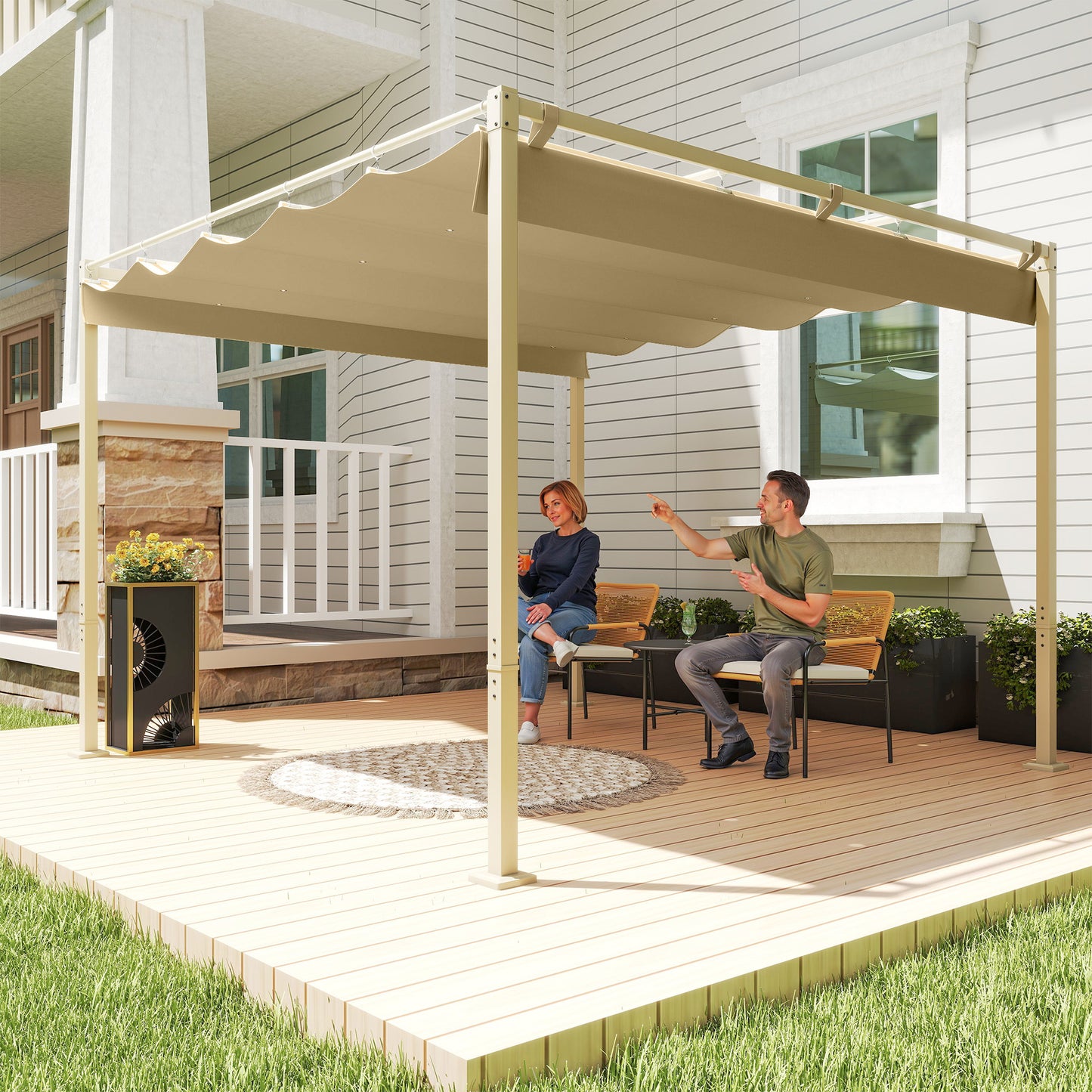 3 x 3m Retractable Roof Metal Pergola