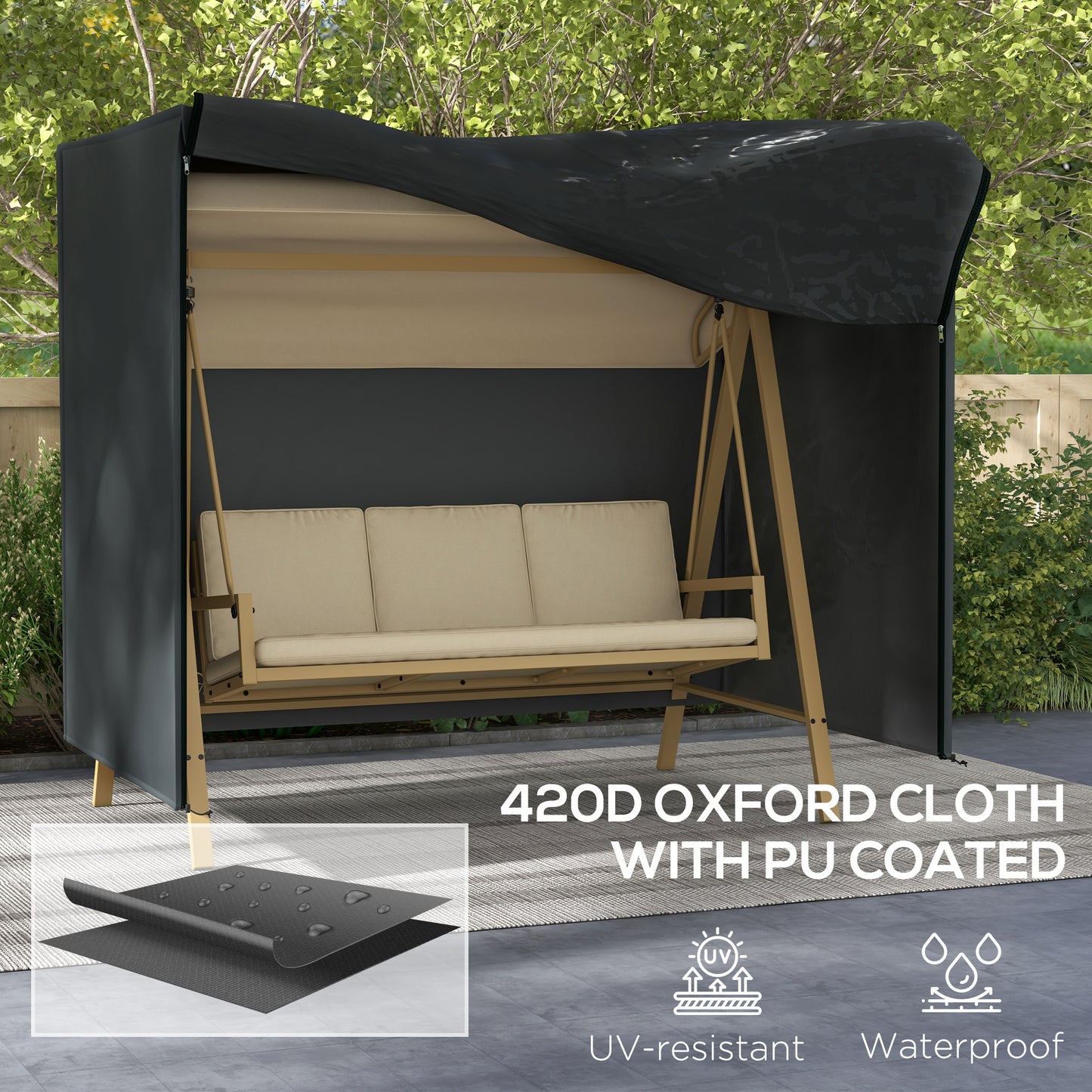 220 x 125cm Three-Seater Swing Chair Protective Cover