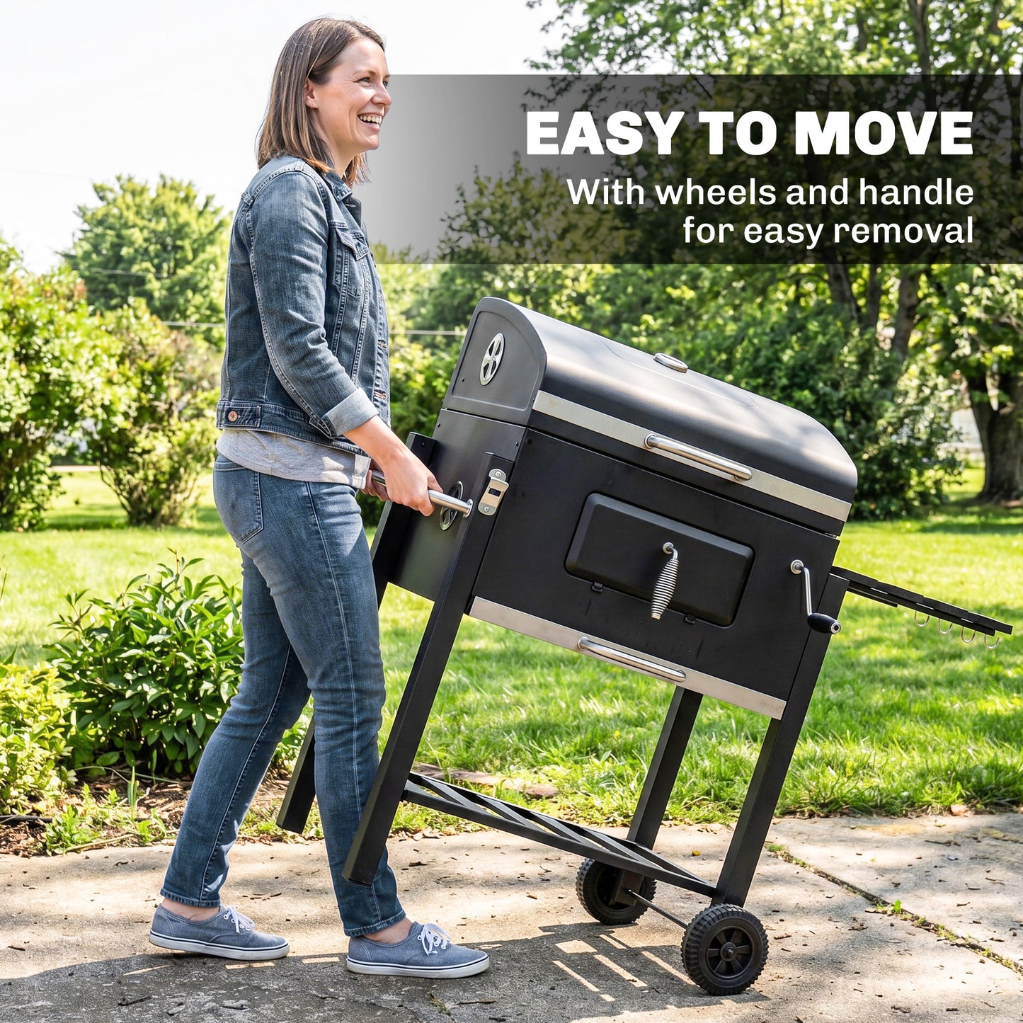 Charcoal Grill, with Height-Adjustable Coal Pan