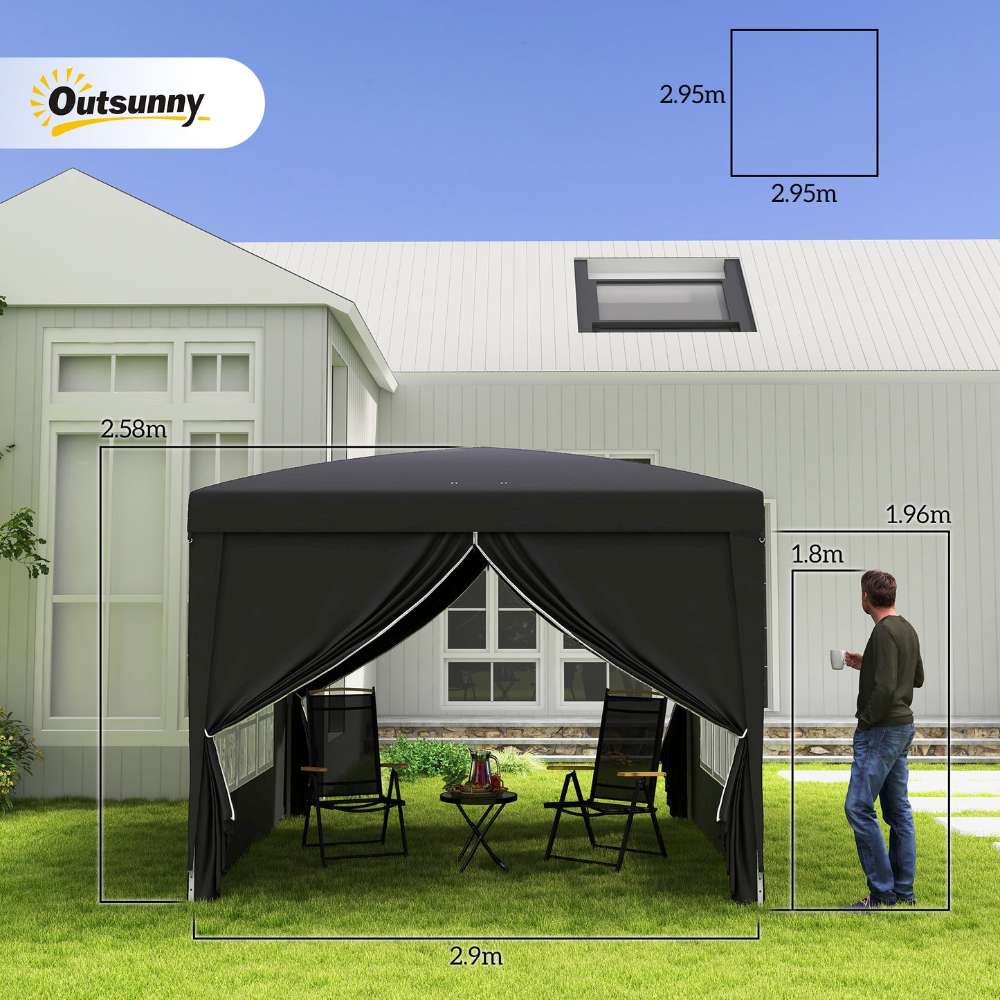 3 x 3 m Garden Pop Up Gazebo, Wedding Party Tent Marquee
