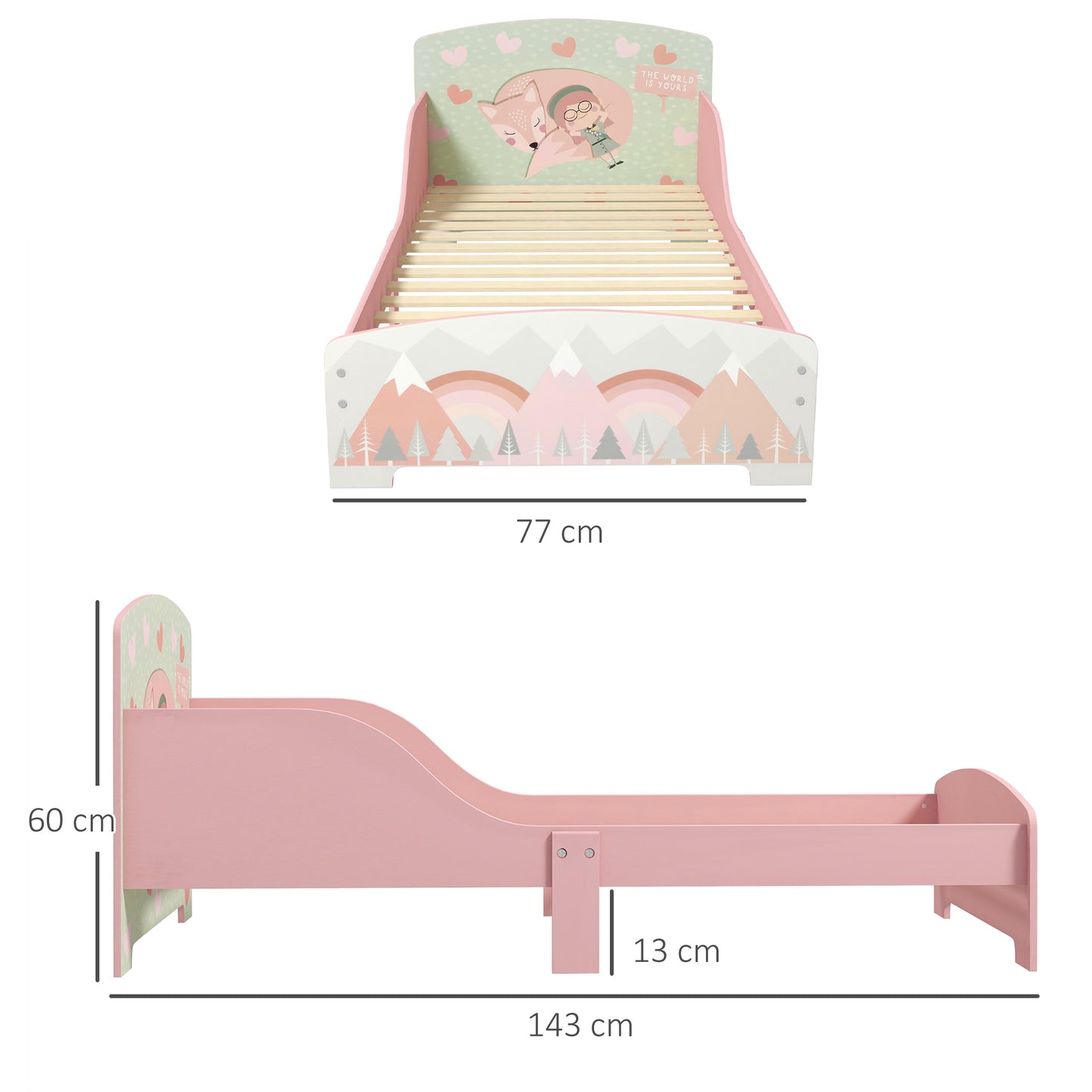 Toddler Bed Frame, Kids Bedroom Furniture for Ages 3-6 Years