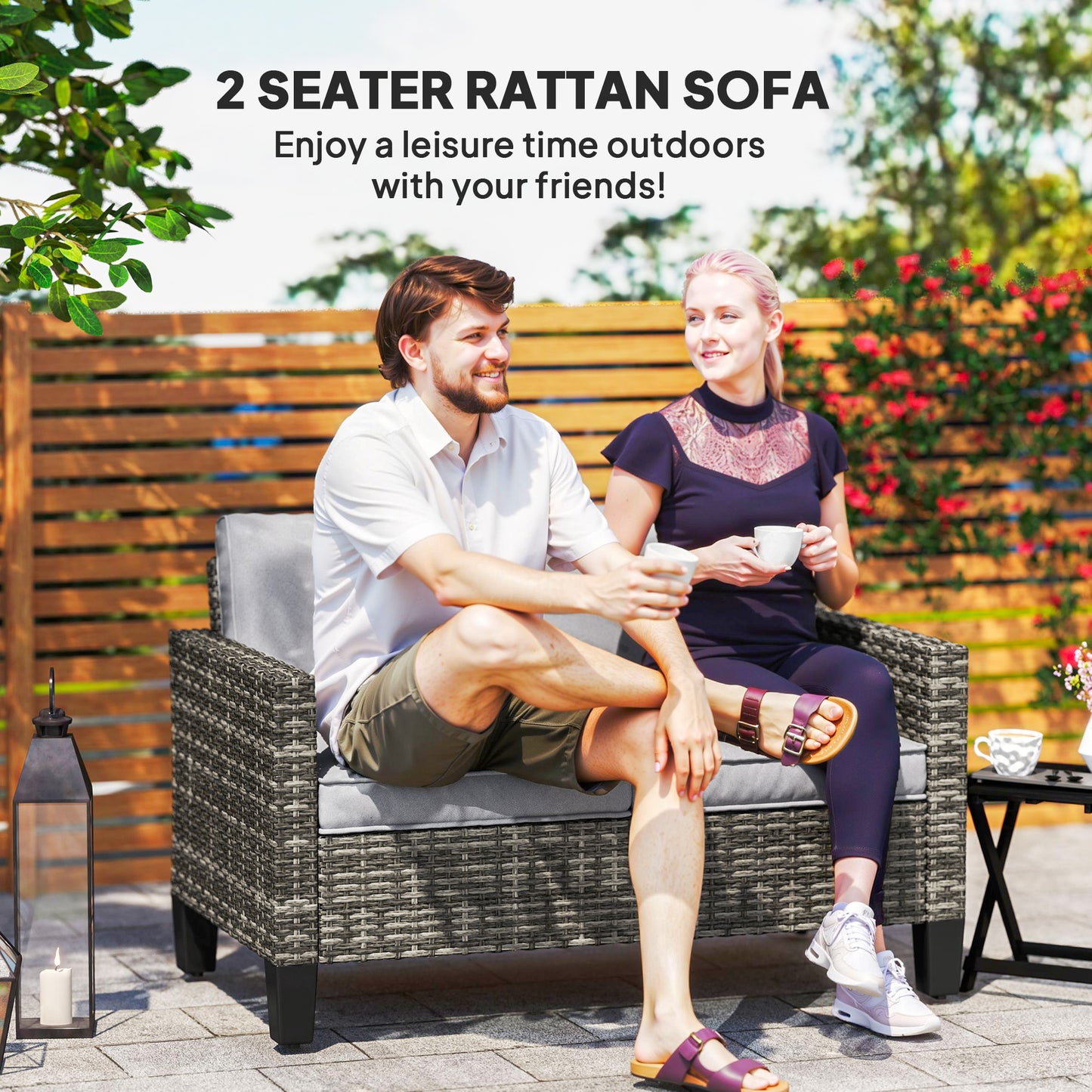 Two-Seater Rattan Outdoor Sofa