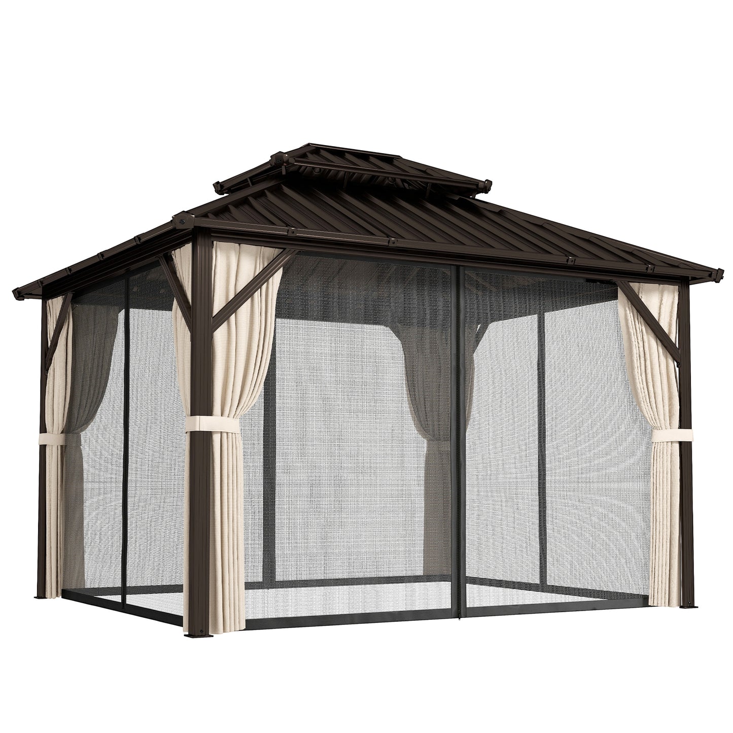 3x3 m Hardtop Gazebo Canopy with UPF50+ Double Galvanised Steel Roof