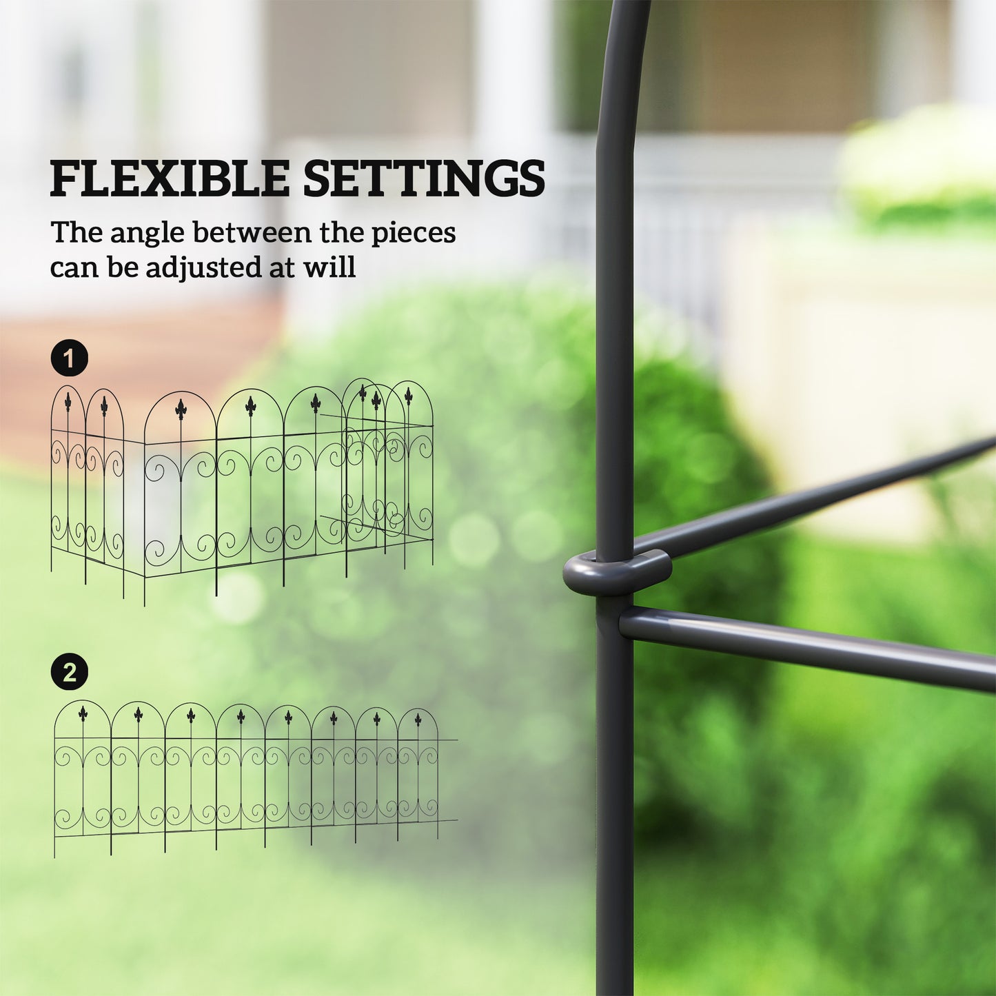 Decorative Garden Fencing, 8PCs 44in x 12.5ft Outdoor Picket Fence