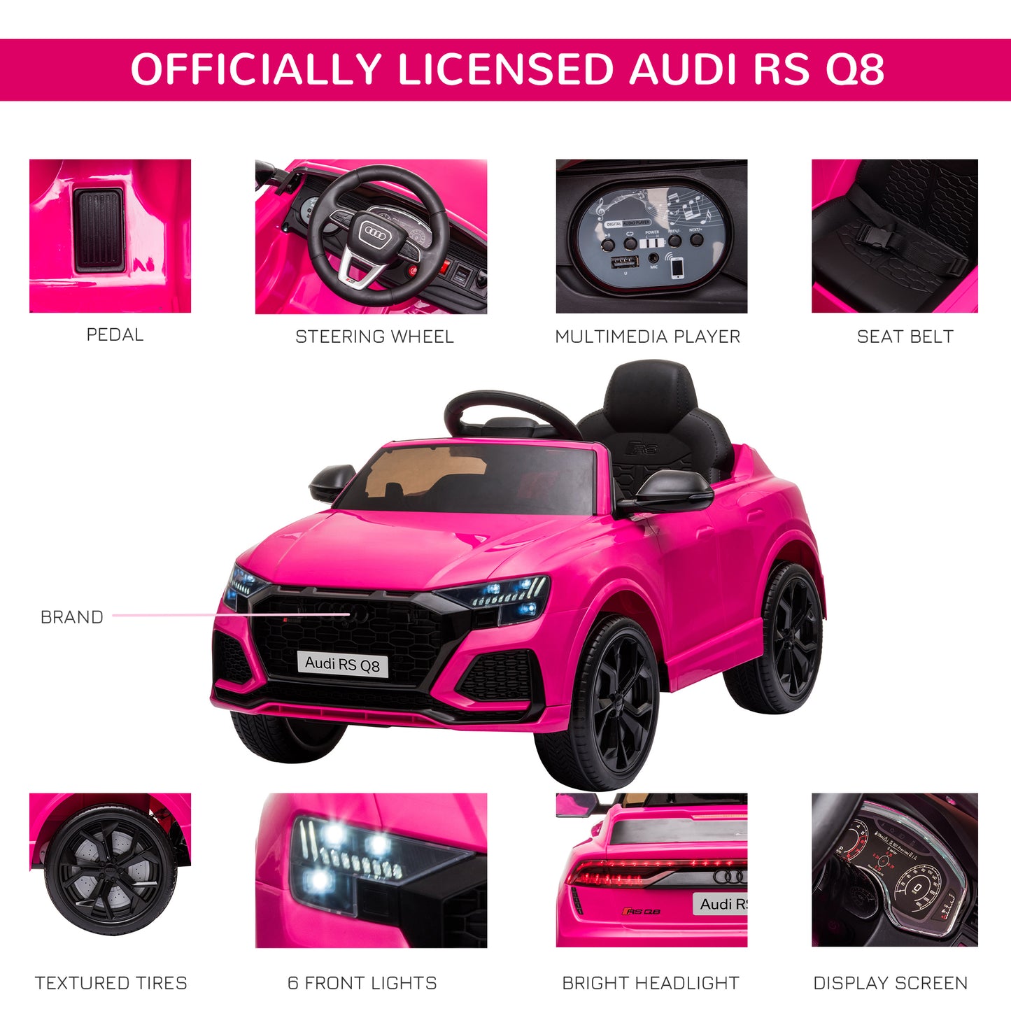 Audi RS Q8 6V Kids Electric Ride On Car Toy w/ Remote USB MP3