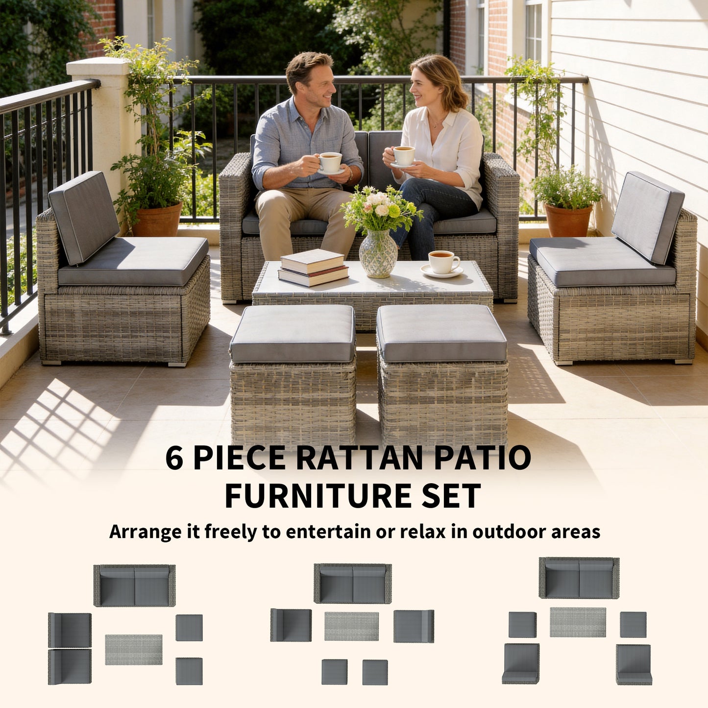 6 Piece Rattan Garden Furniture Set (2)