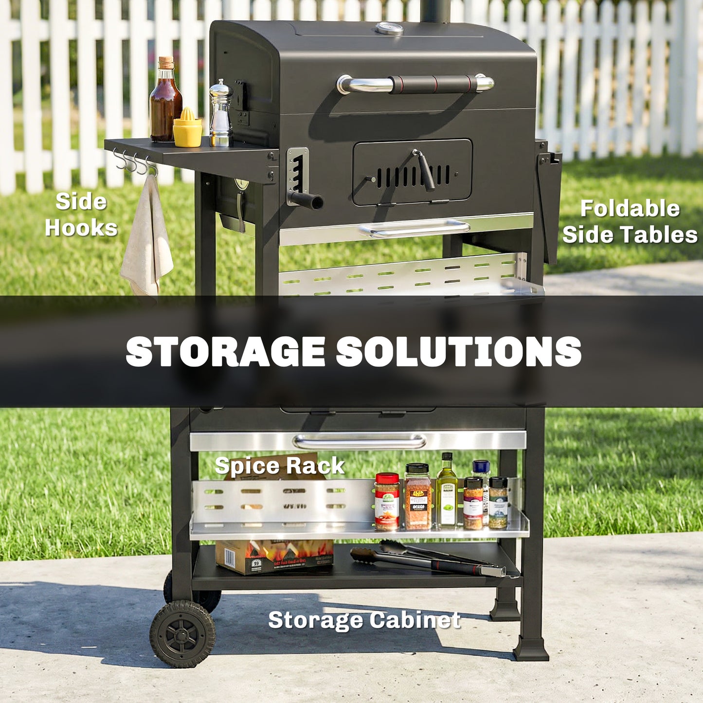 Charcoal BBQ Grill Smoker with Electric Rotisserie Kit