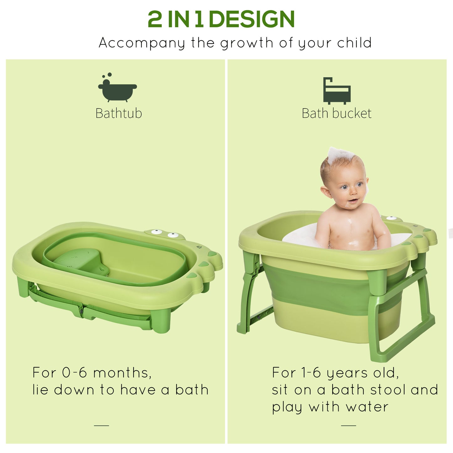 Foldable Baby Bathtub, with Stool