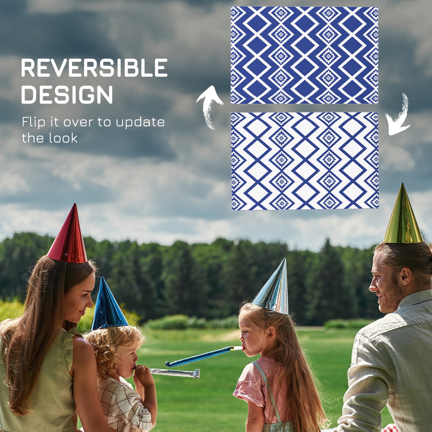 Plastic Straw Reversible RV Outdoor Rug with Carry Bag, 182 x 274cm