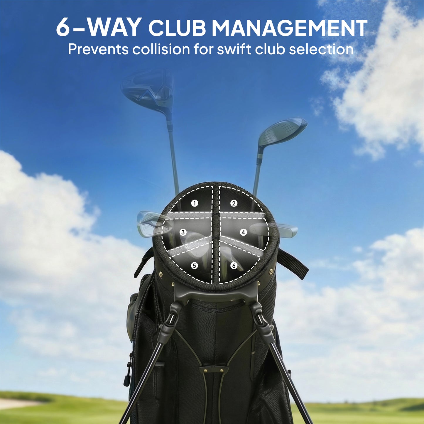 Golf Stand Bag 6 Way Full-Length Dividers