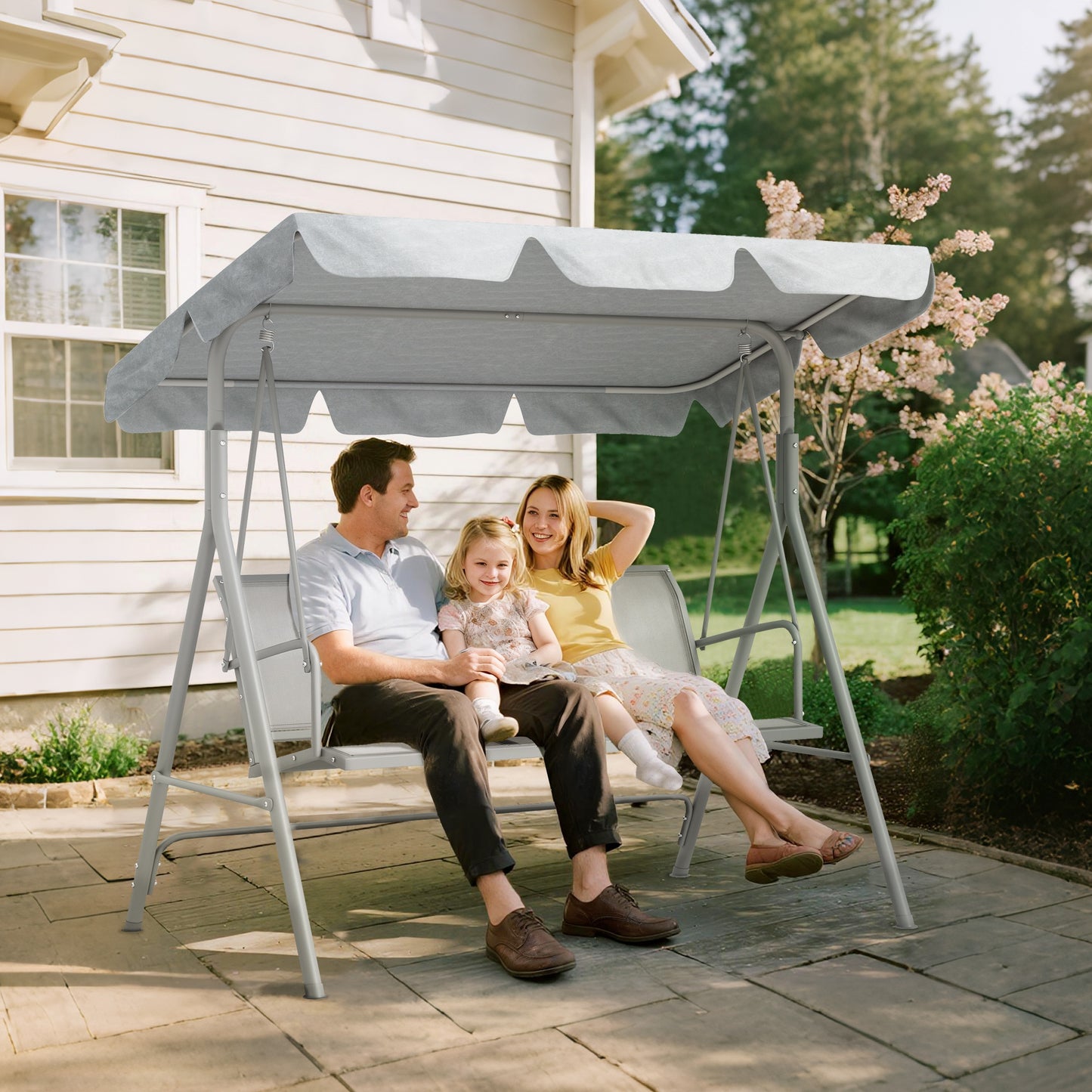 Metal Garden Swing Chair, 3-Seater Swing Seat