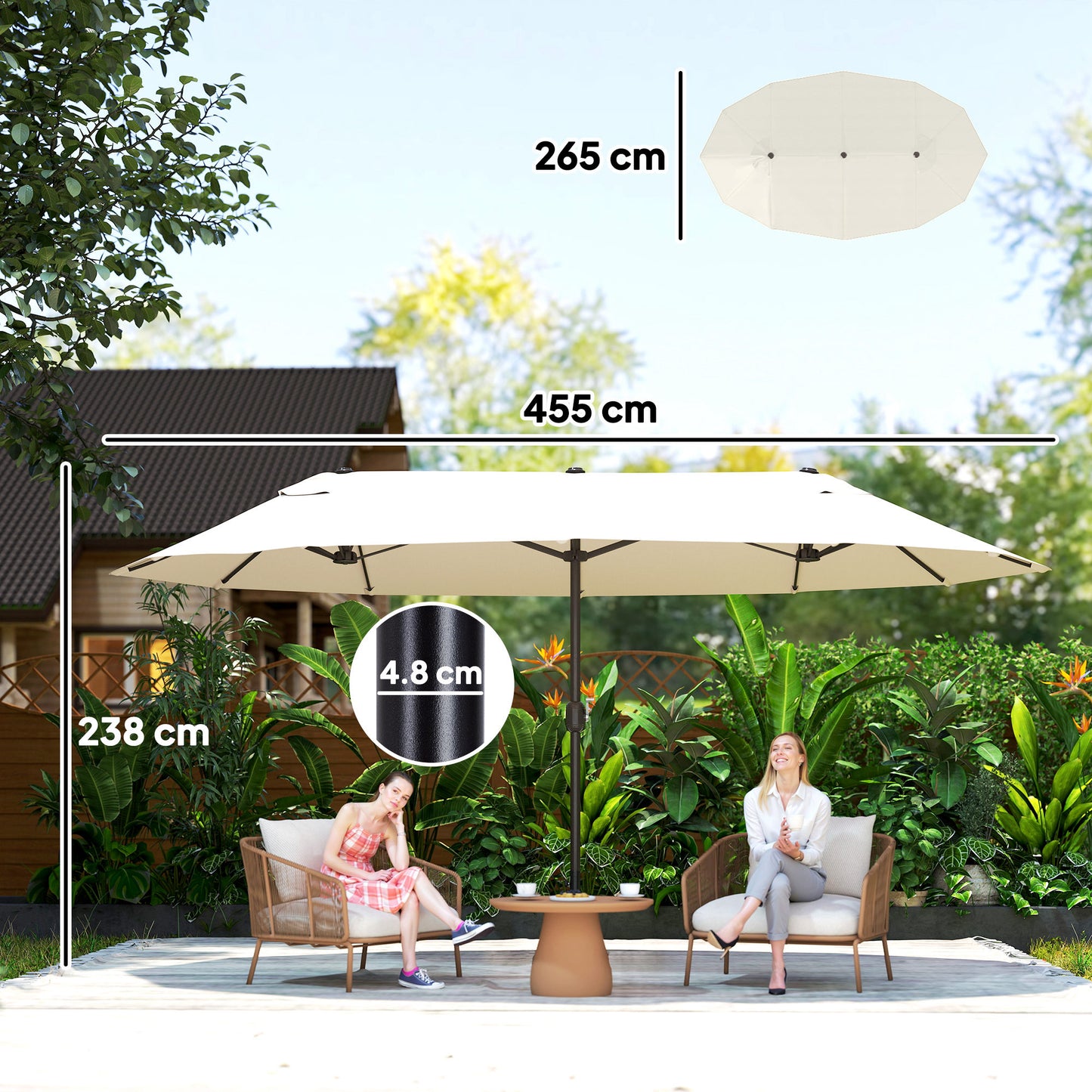 4.6m Double Garden Parasol
