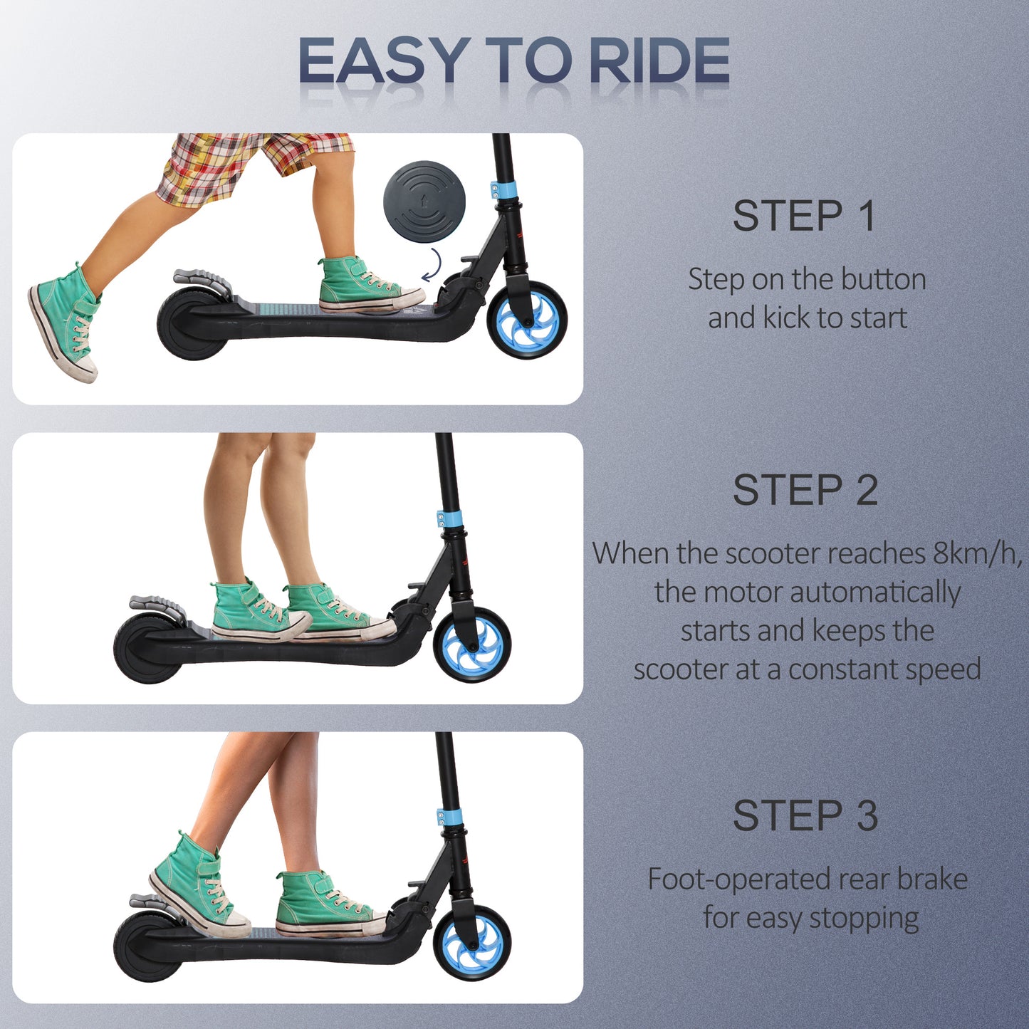 Folding Electric Scooter with Brake, for Ages 6+ Years