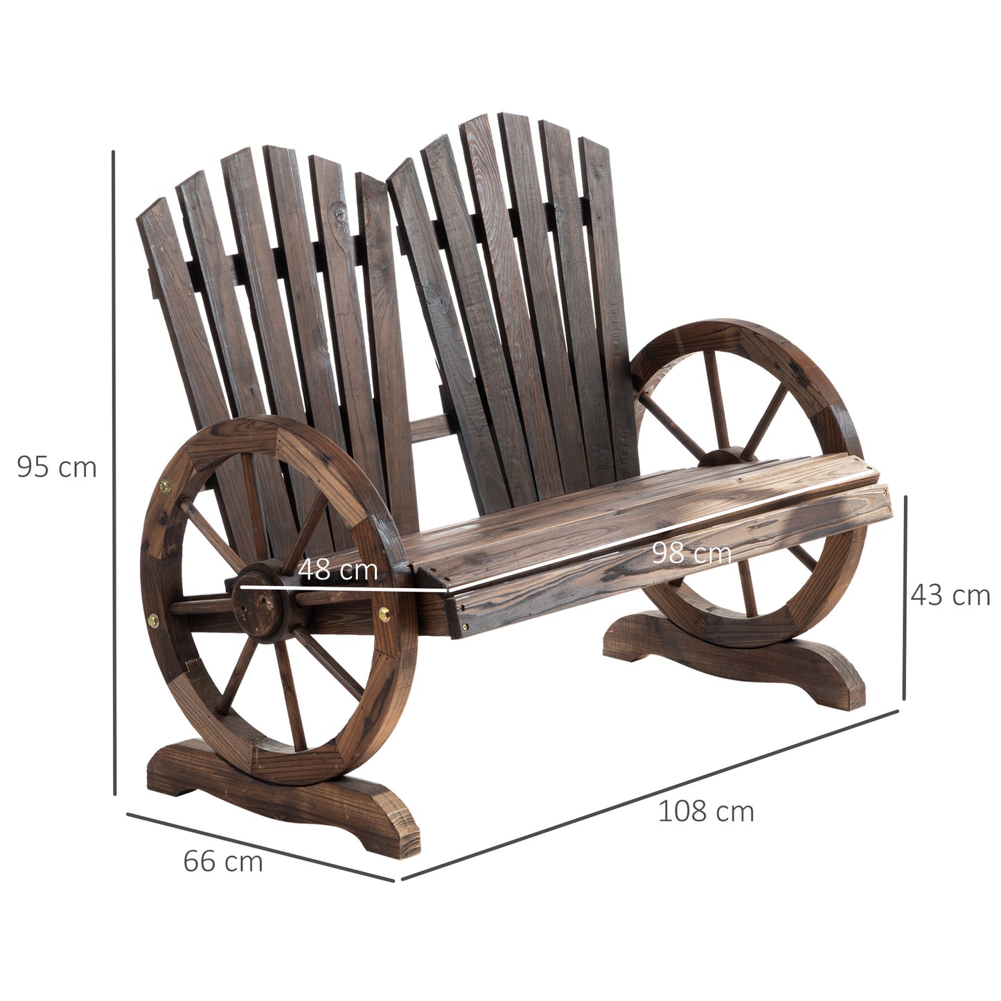 Fir Logs Love Seats with Wheel-Shaped Armrests
