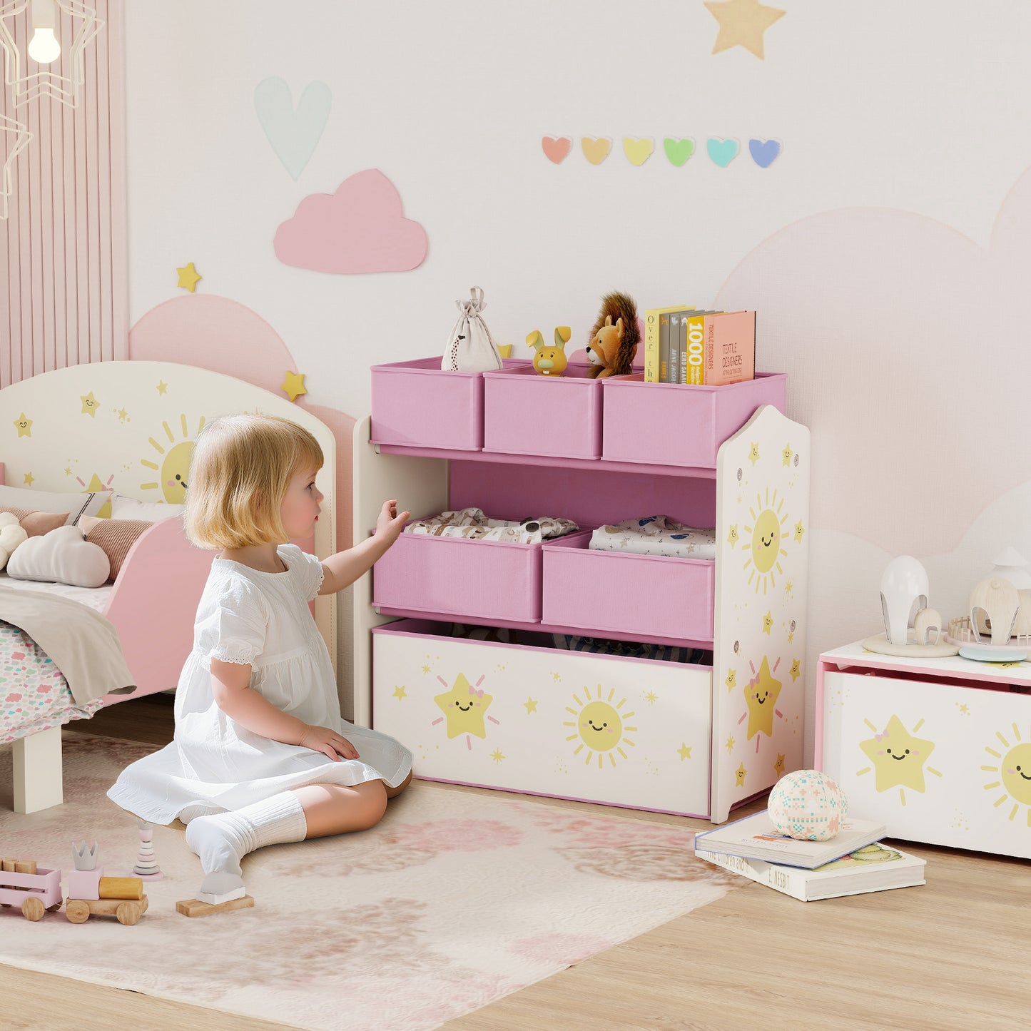 Kids Toy Storage Units, 3-Tier Toy Organiser Shelf