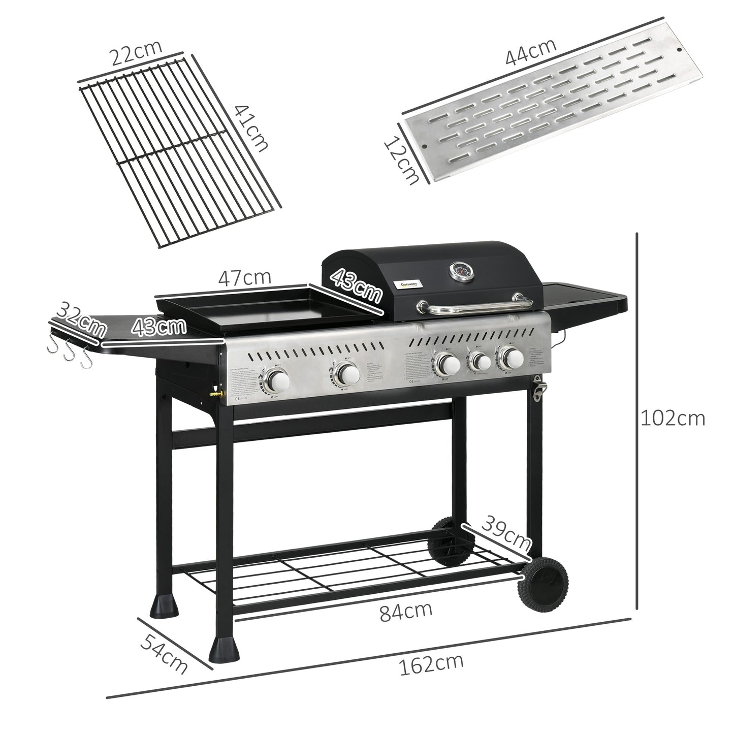 12kW Deluxe Duo Gas BBQ, with Grill, Plancha and Side Burner