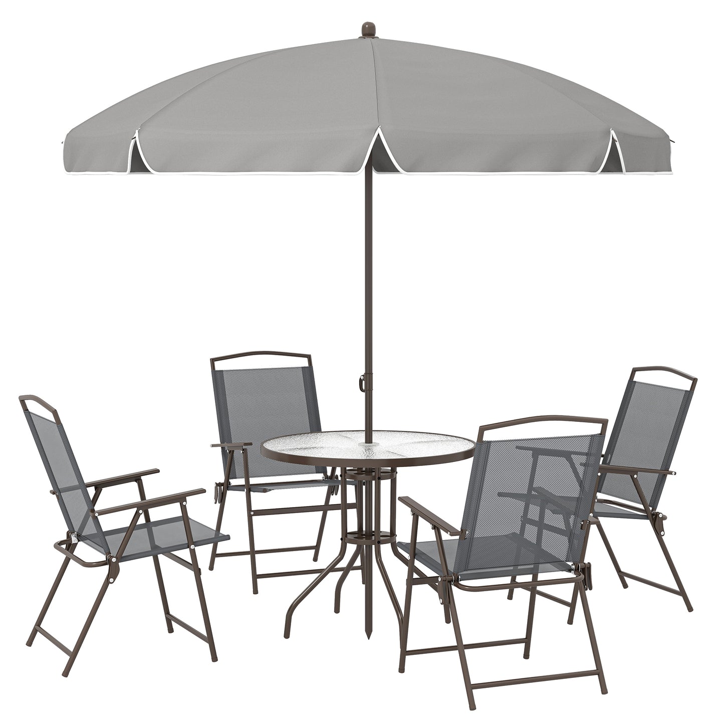 6 Piece Garden Dining Set with Umbrella, Patio Sets with Parasol