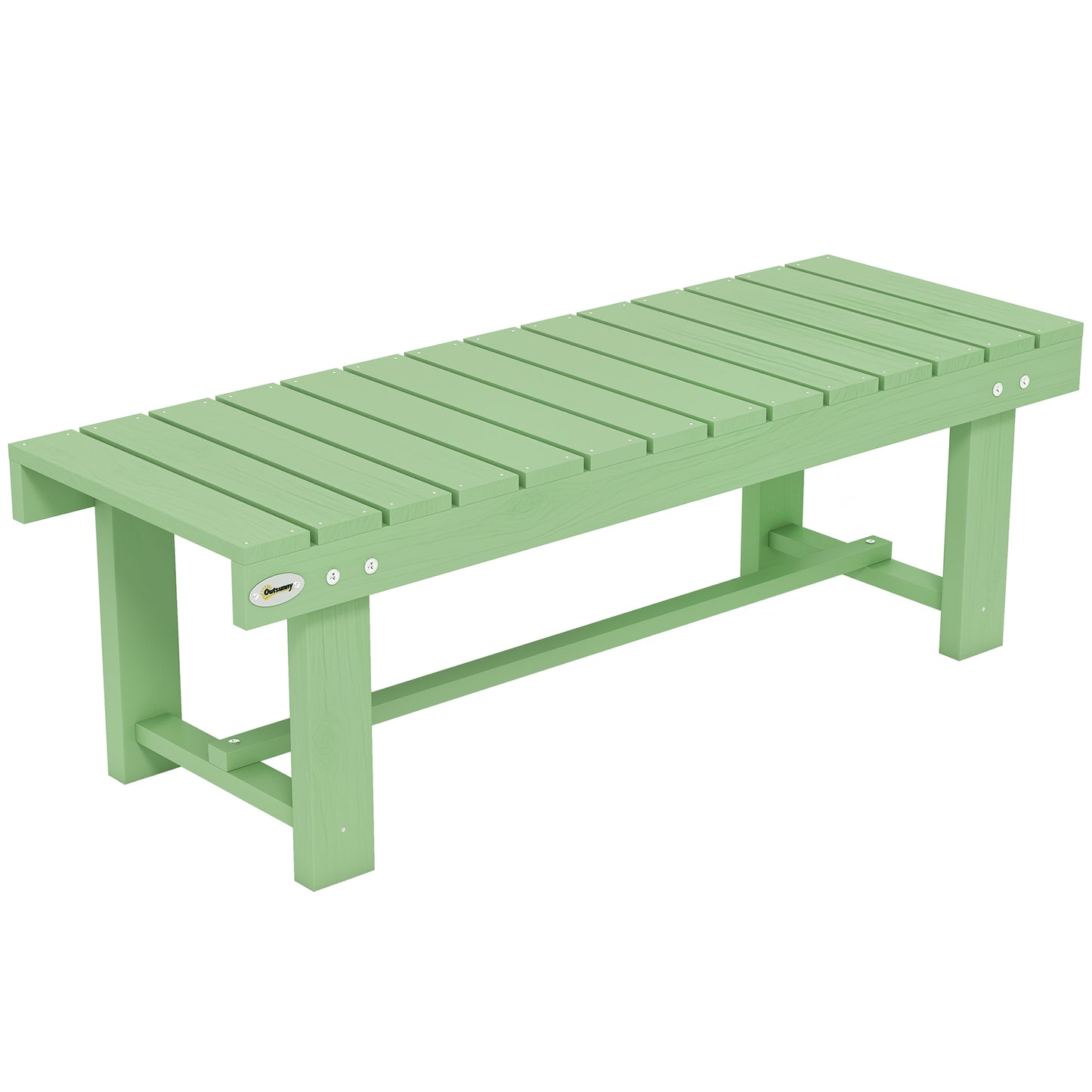 Wooden Garden Bench, Backless Outdoor Loveseat with Slatted Seat