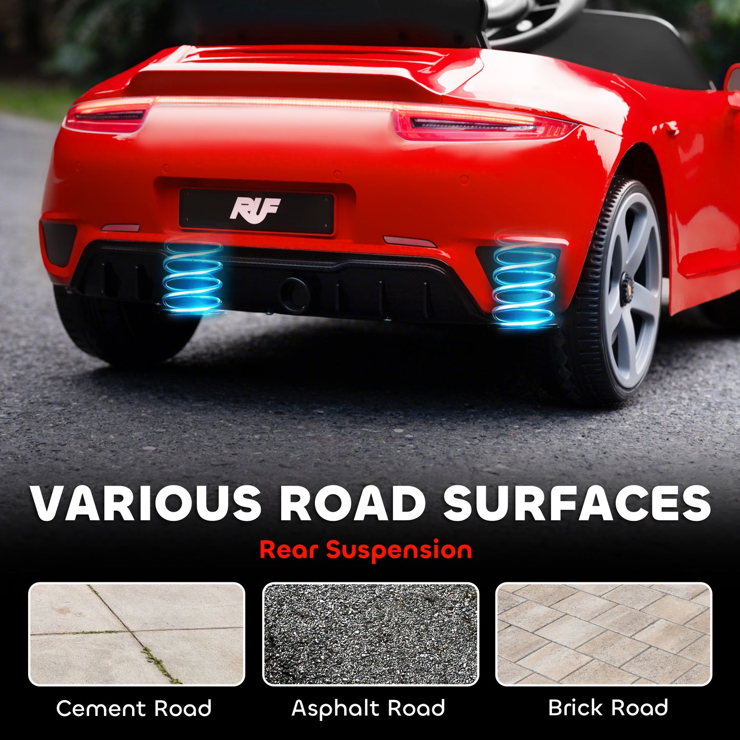 Kids Electric Car, 12V Licensed RUF GT Ride on Car with Suspension