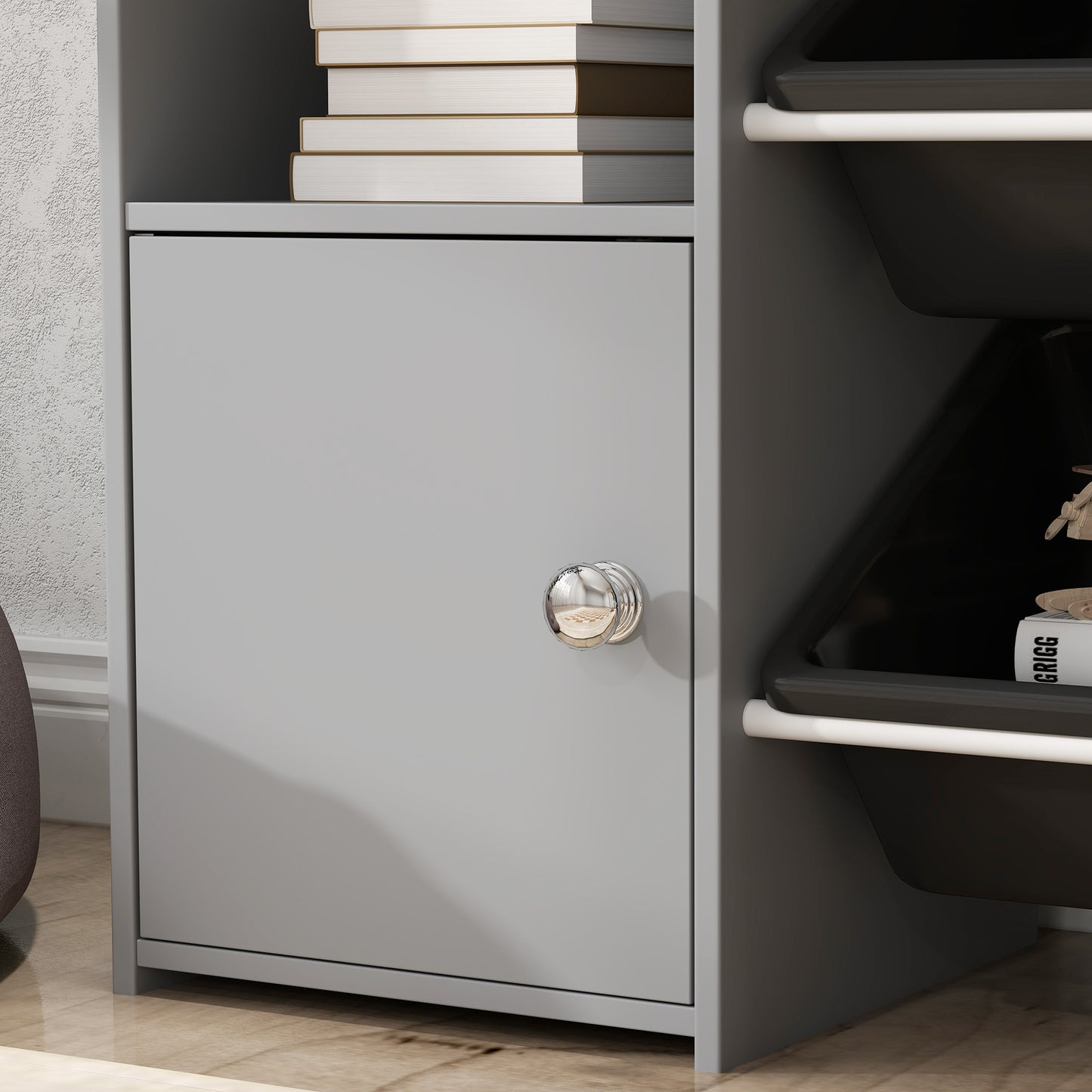 Toy Storage Unit with 8 Removable Bins, Storage Shelves, Cabinet