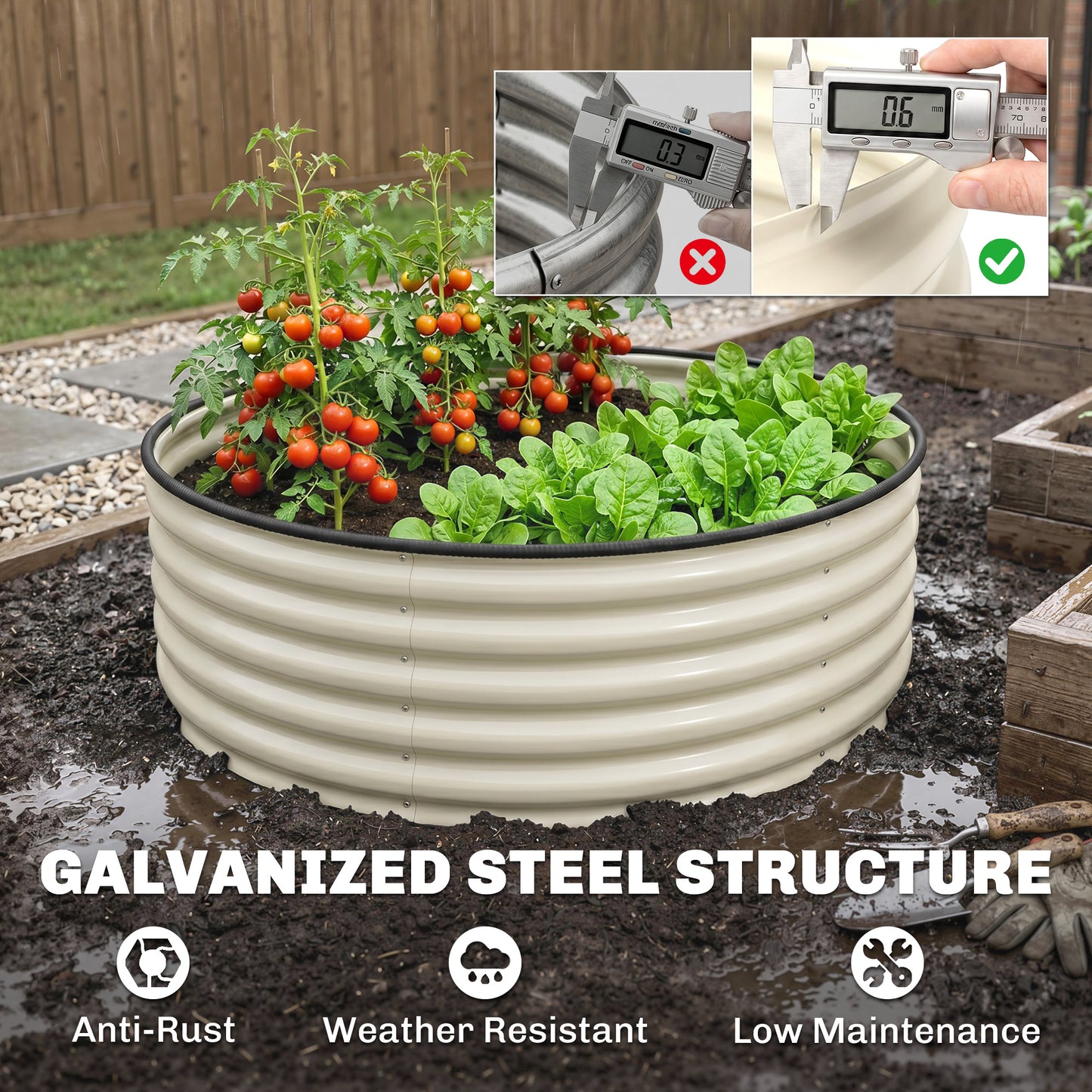 Galvanised Raised Garden Bed with Safety Edging
