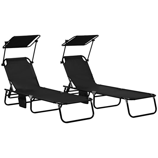 Set of Two Folding Sun Loungers