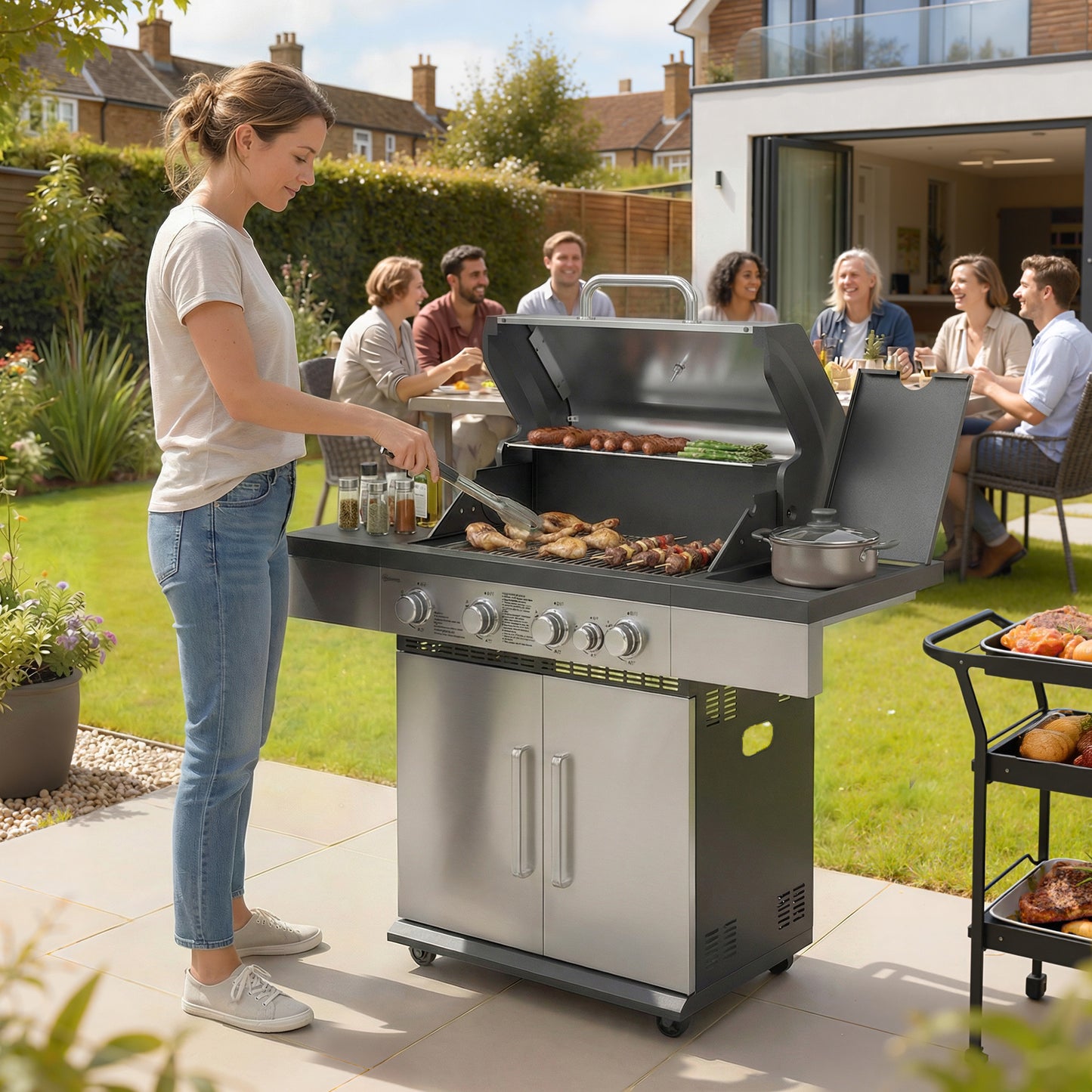 4+1 Burner Gas BBQ Grill, Portable Gas Barbecue Grill (1)
