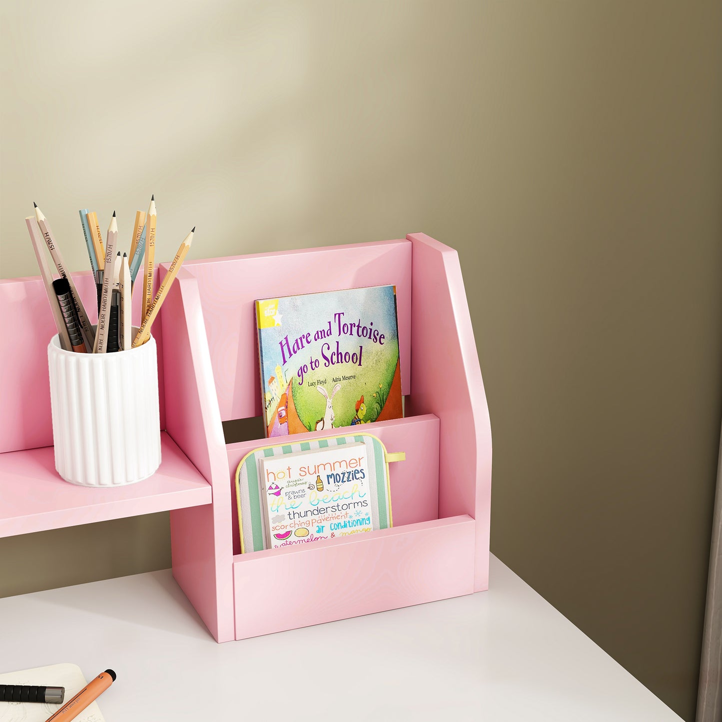 Two-Piece Kids Desk and Chair Set with Storage, for Ages 5-8 Years