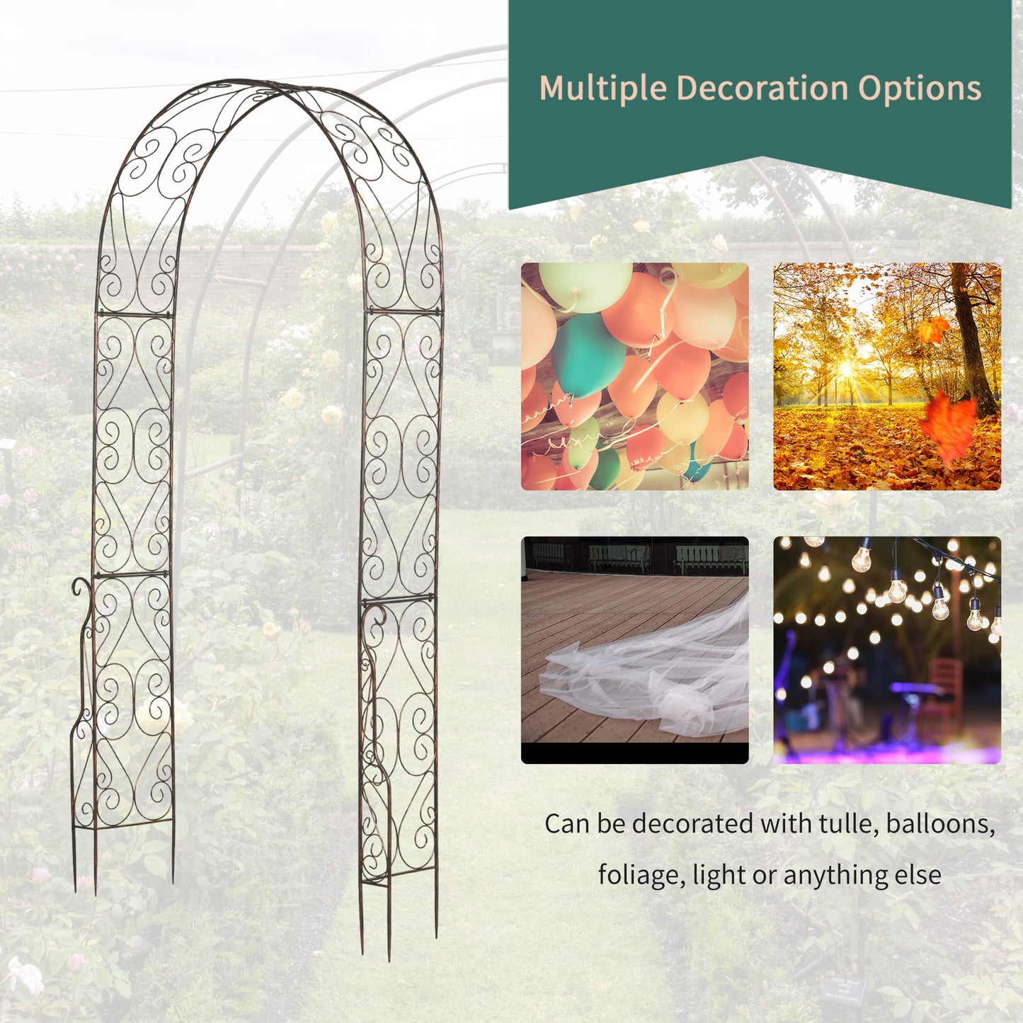 Metal Garden Arch Trellis, Decorative Arbour Archway