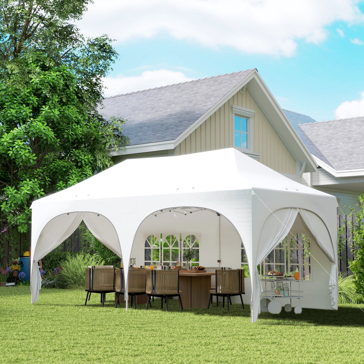 3 x 6m Pop Up Gazebo Shelter with Sides, 6 Sandbags (1)