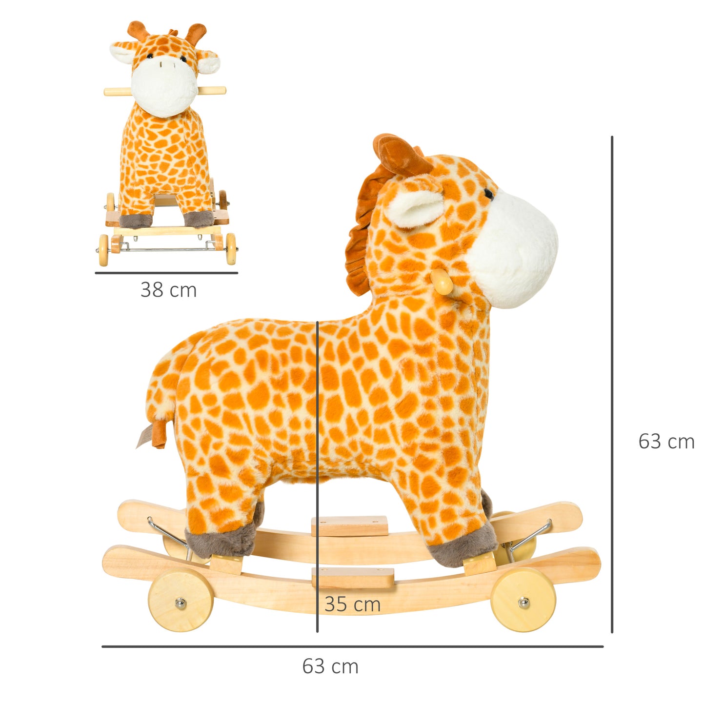 2 In 1 Kids Todder Rocking Horse Plush Ride On Giraffe Rocker