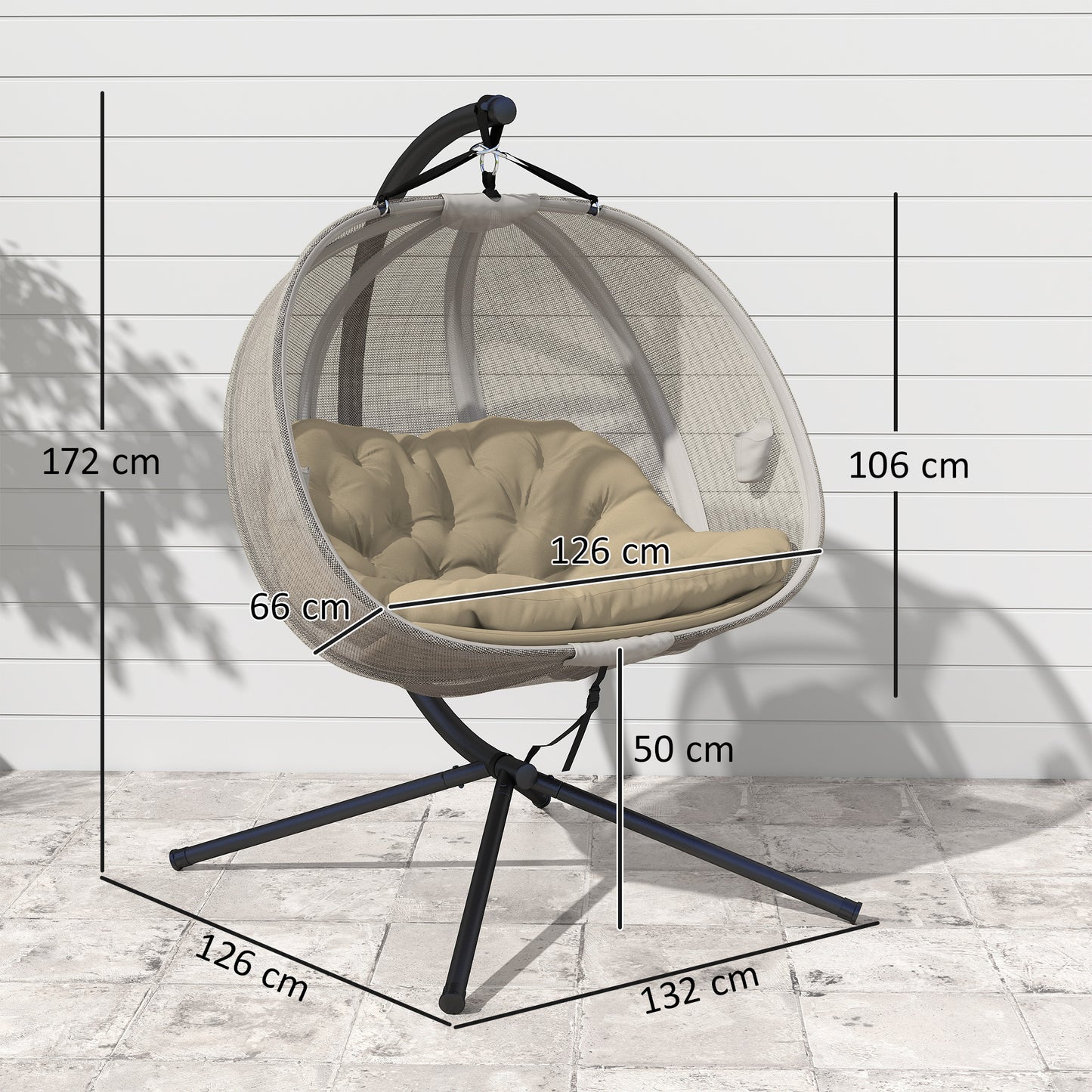 Double Hanging Egg Chair 2 Seaters Texteline Swing Hammock Chair