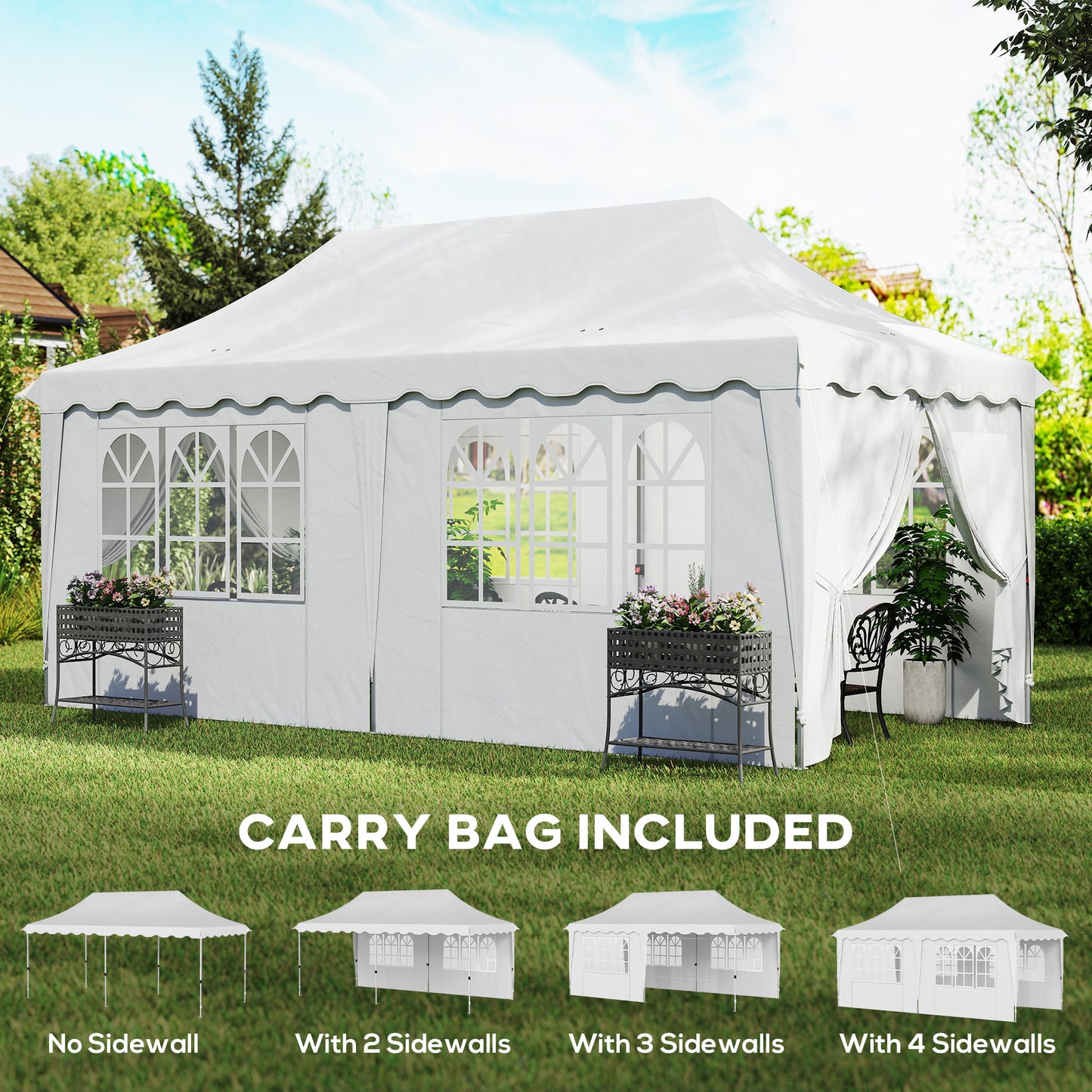 3 x 6m Pop Up Gazebo with Sides