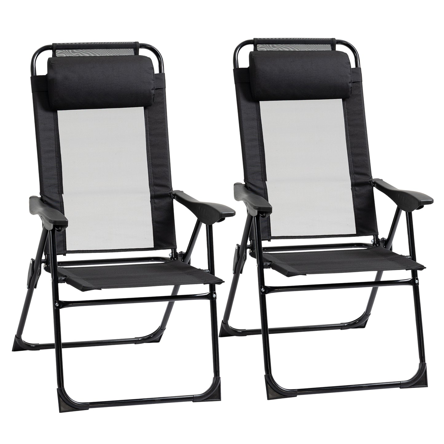 Set of 2 Portable Folding Recliner Metal Outdoor Patio Chaise