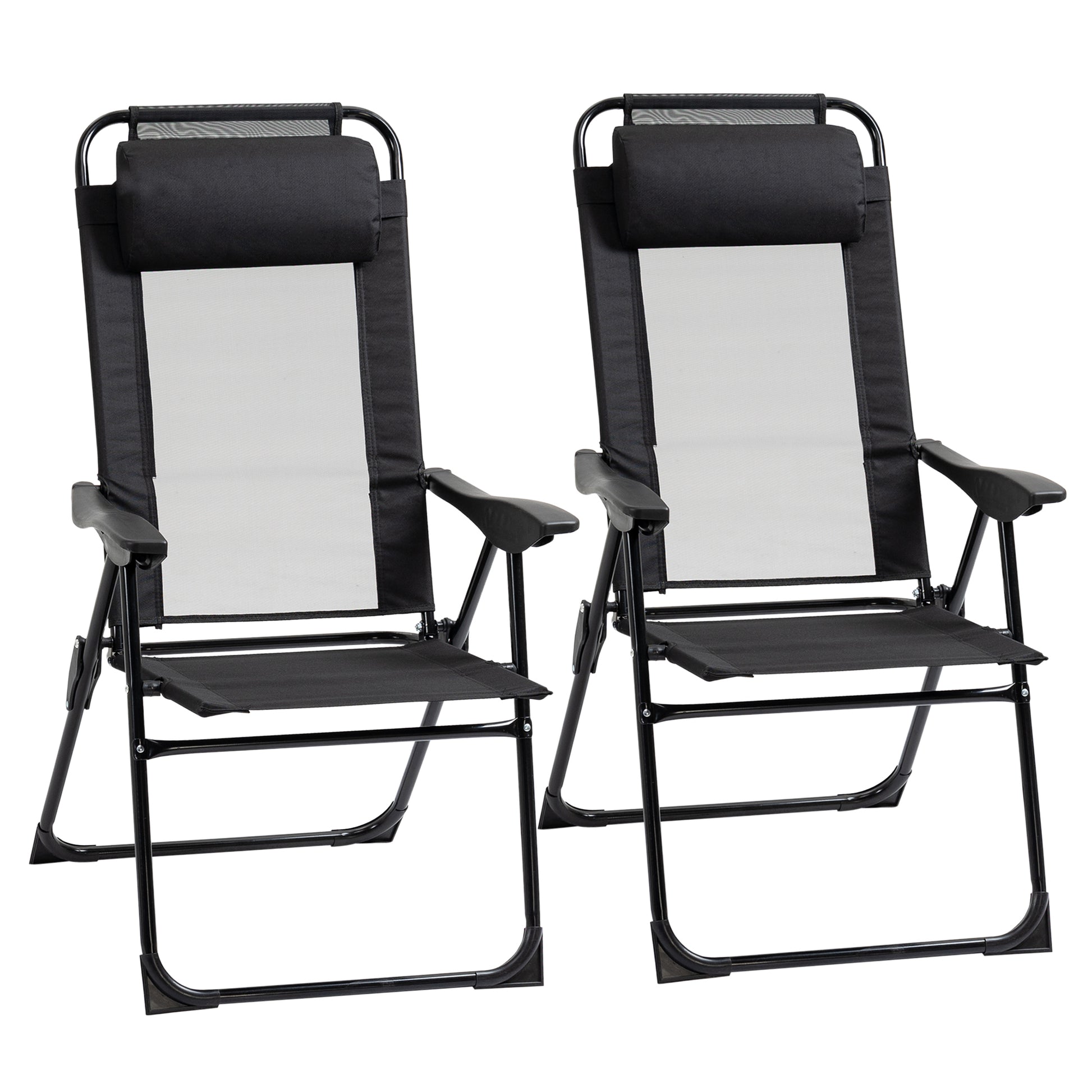 Set of 2 Portable Folding Recliner Metal Outdoor Patio Chaise