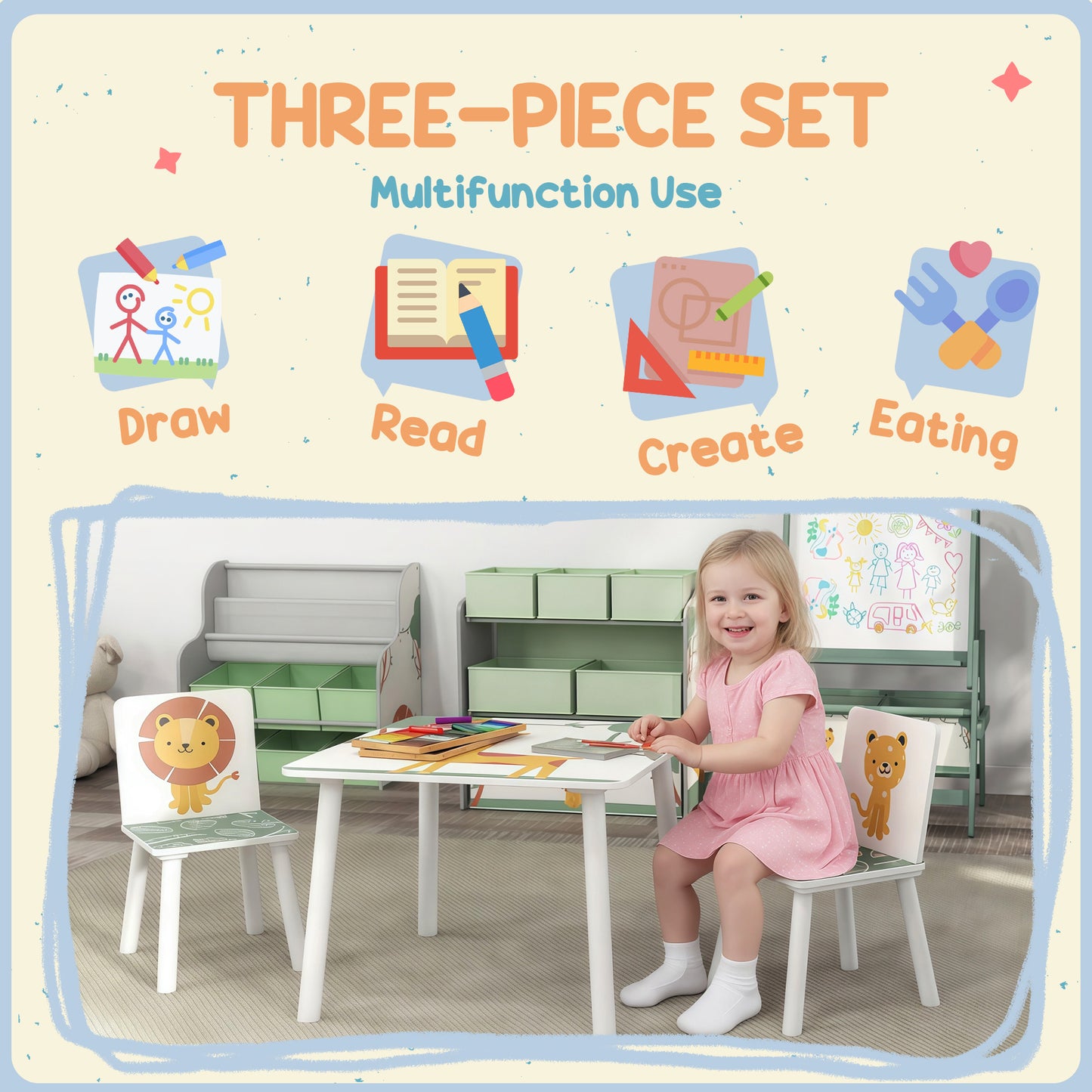 3-Piece Toddler Table and Chair Set