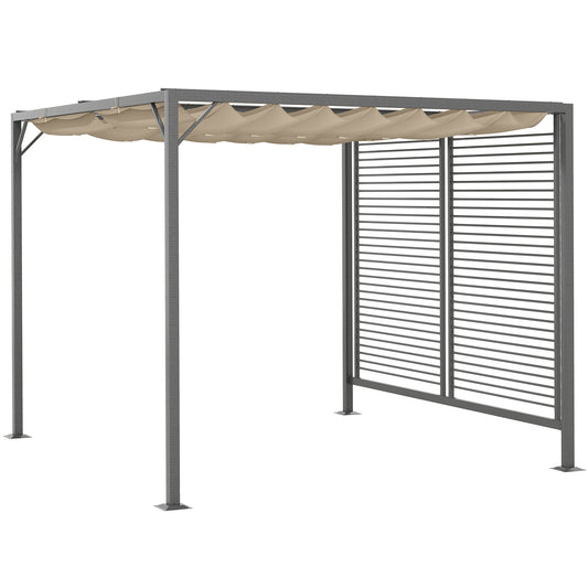 3 x 2.8m Metal Pergola, with Retractable Fabric Roof