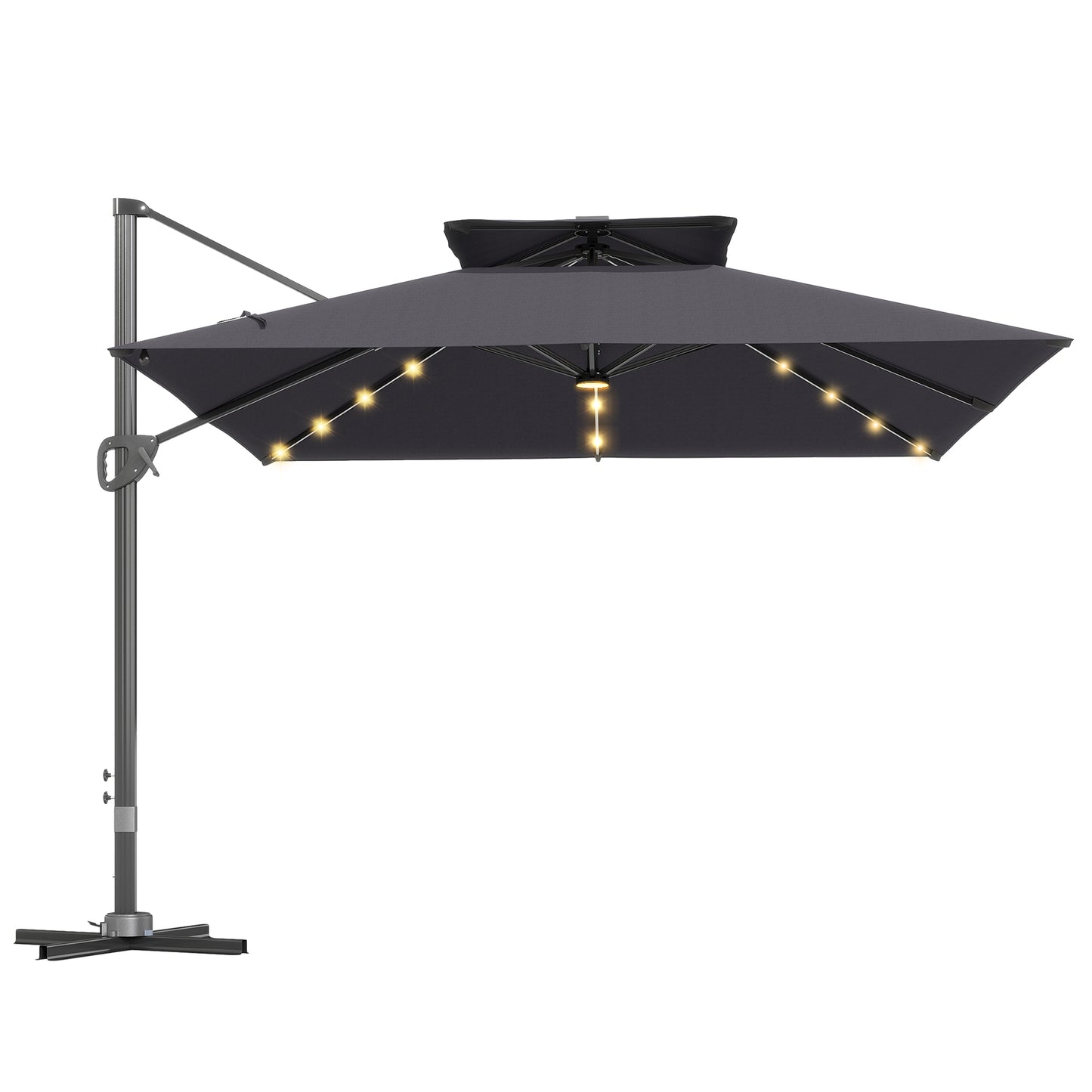 3.5x3 m Garden Cantilever Parasol with Solar LED Lights