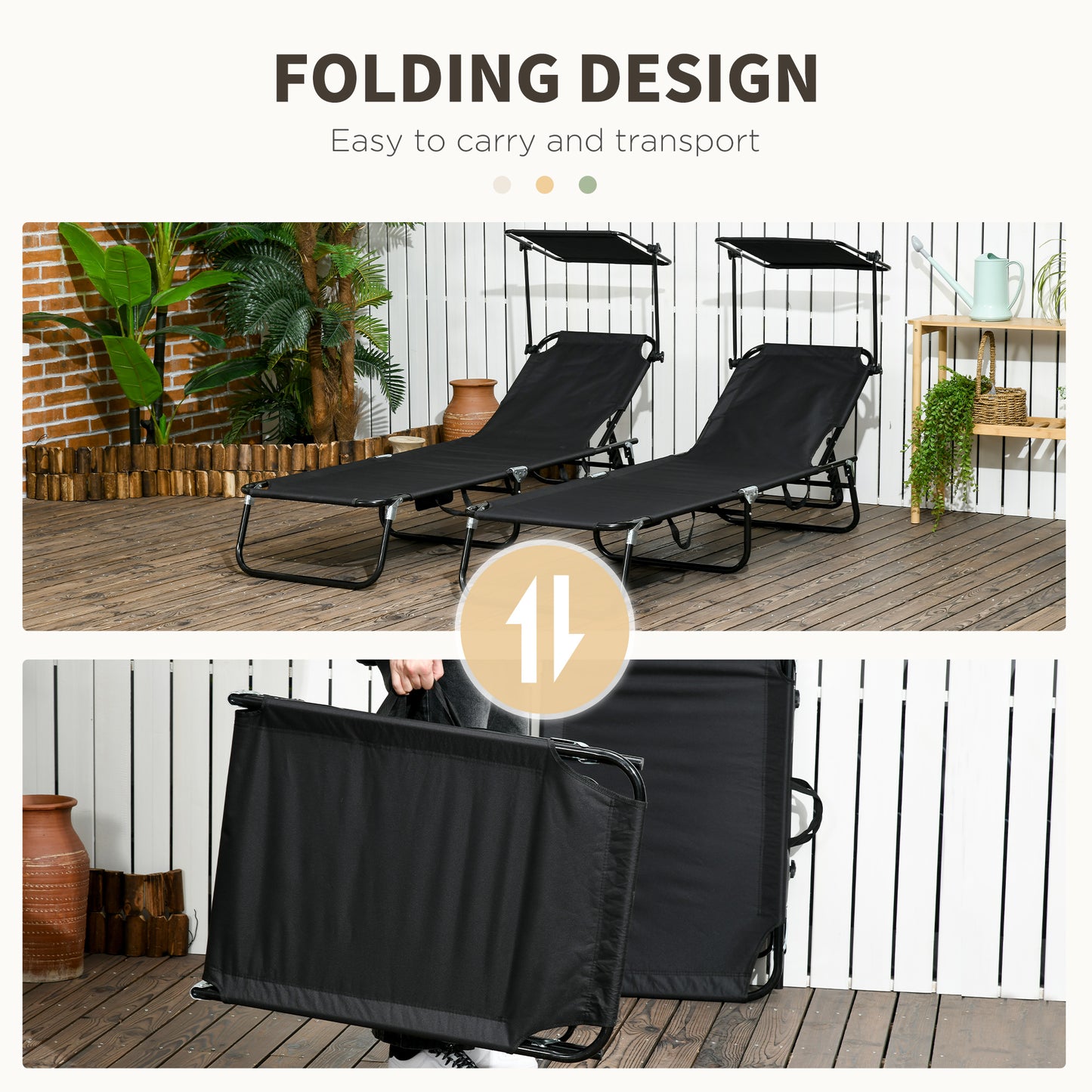 Set of Two Folding Sun Loungers