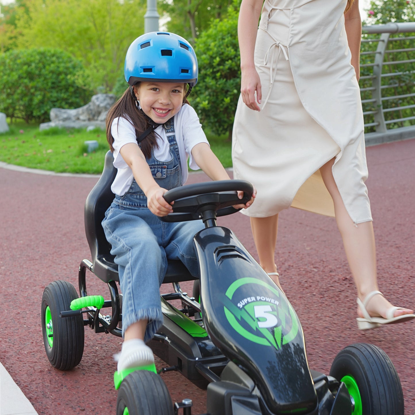 Kids Pedal Go Kart, with Adjustable Seat, Inflatable Tyres