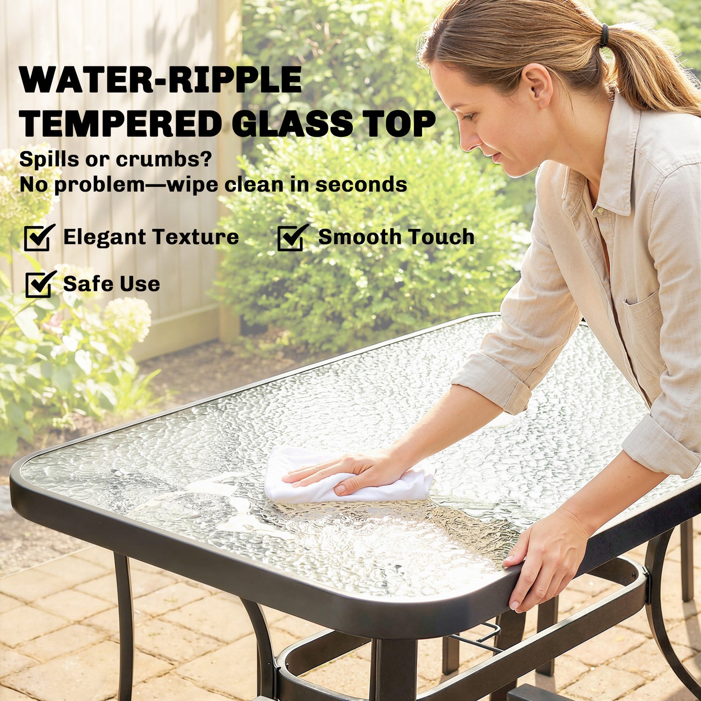 Garden Dining Set for 4 with Umbrella Hole