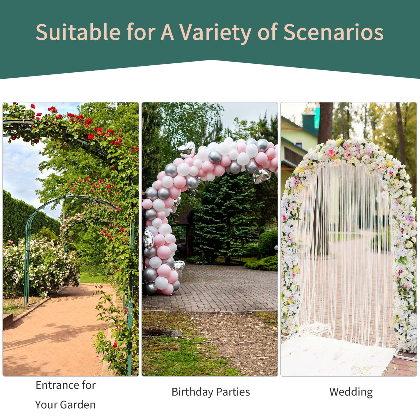 Metal Garden Arch Trellis, Decorative Arbour Archway