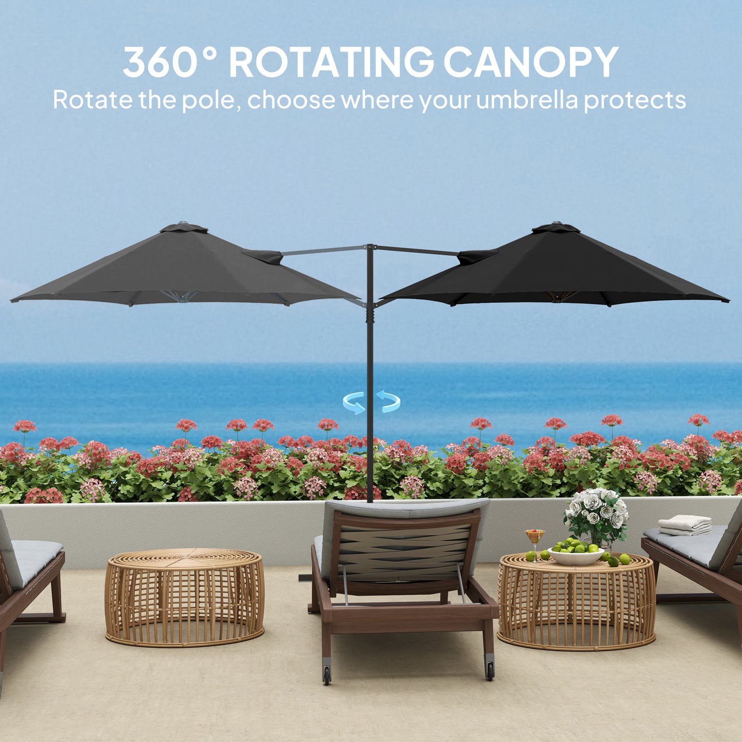 2.5m Rotating Cantilever Parasol
